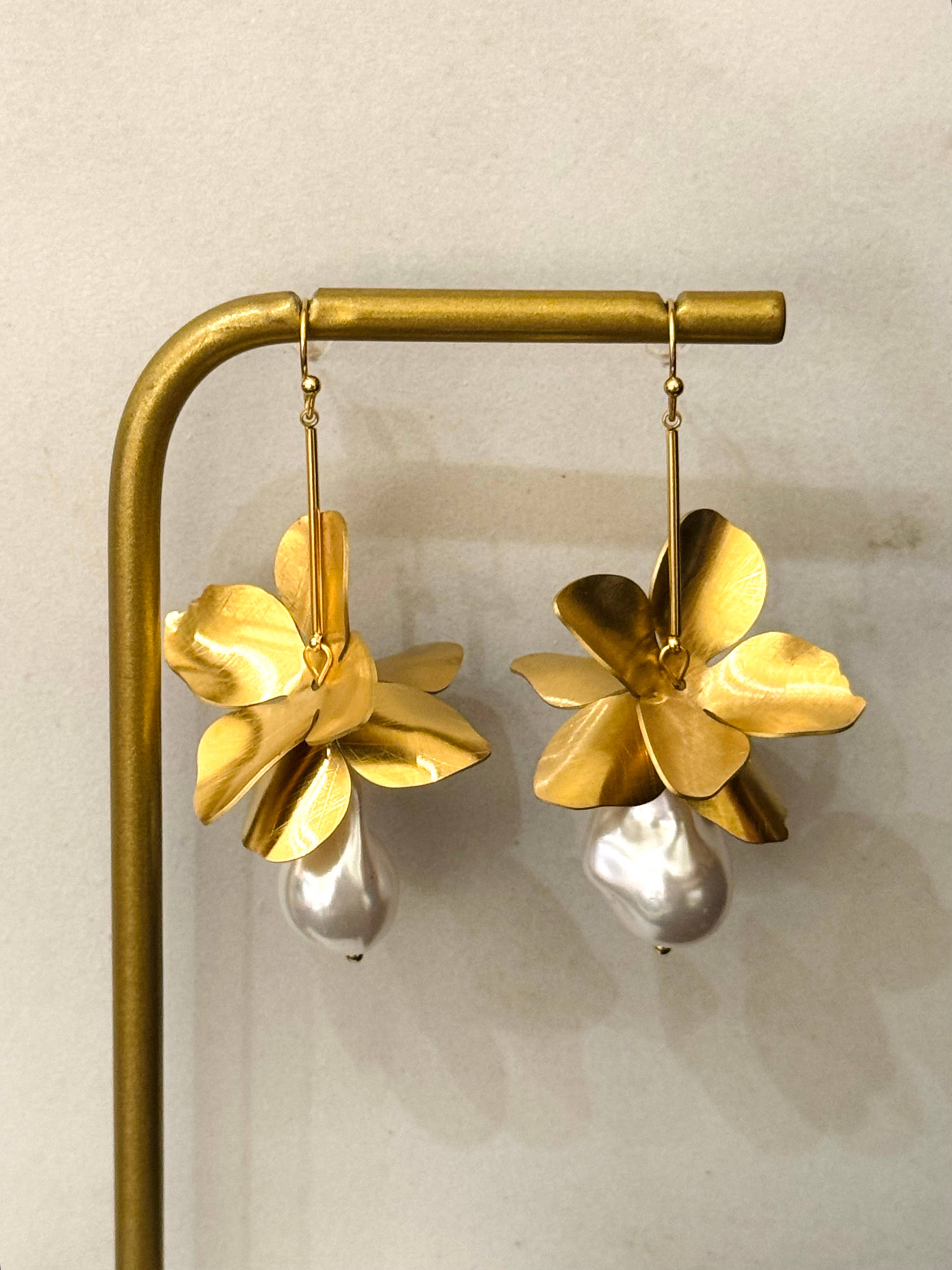 Oby Brushed Gold Stainless Steel Dangle Earrings - Out of the Blue