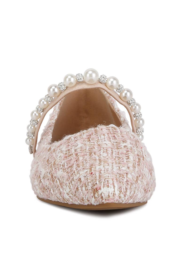 Mowie Tweed Mary Jane Ballet Flats: US-10 / UK-8 / EU-41 / Blush - Out of the Blue