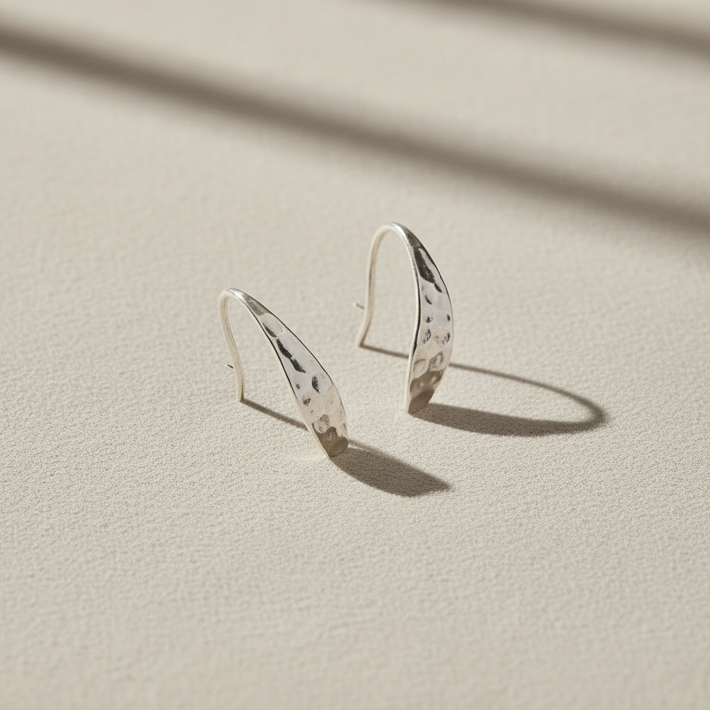 Hammered Arc Sterling Silver Earrings