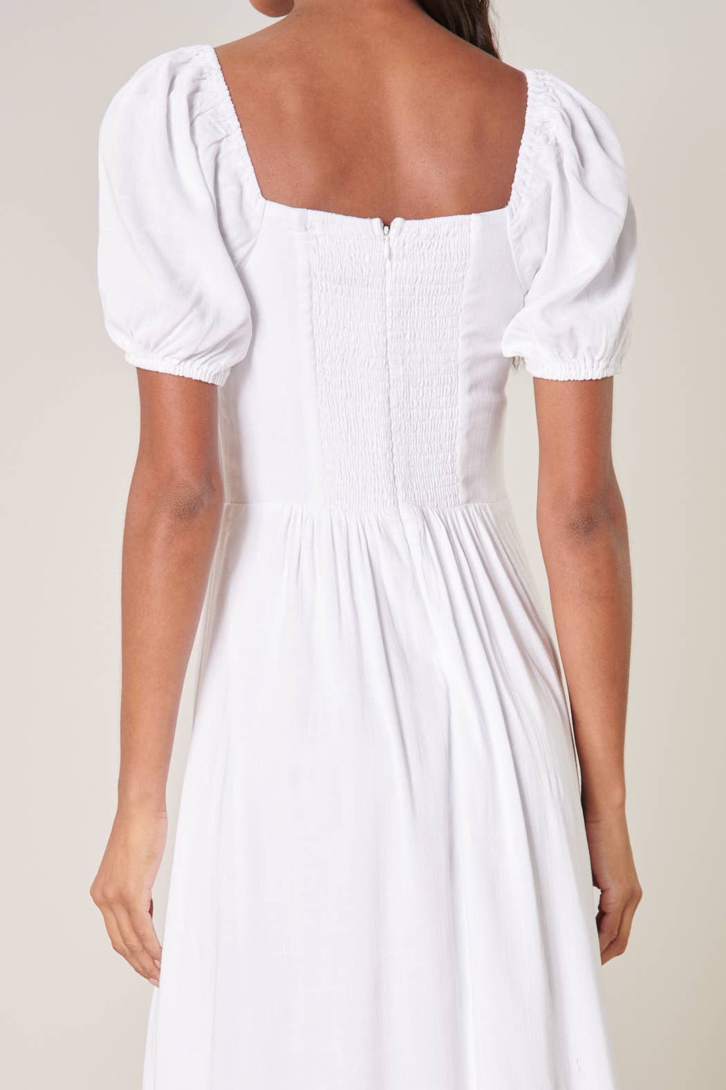 Alessi Puff Sleeve Midi Dress: White / XS - Out of the Blue