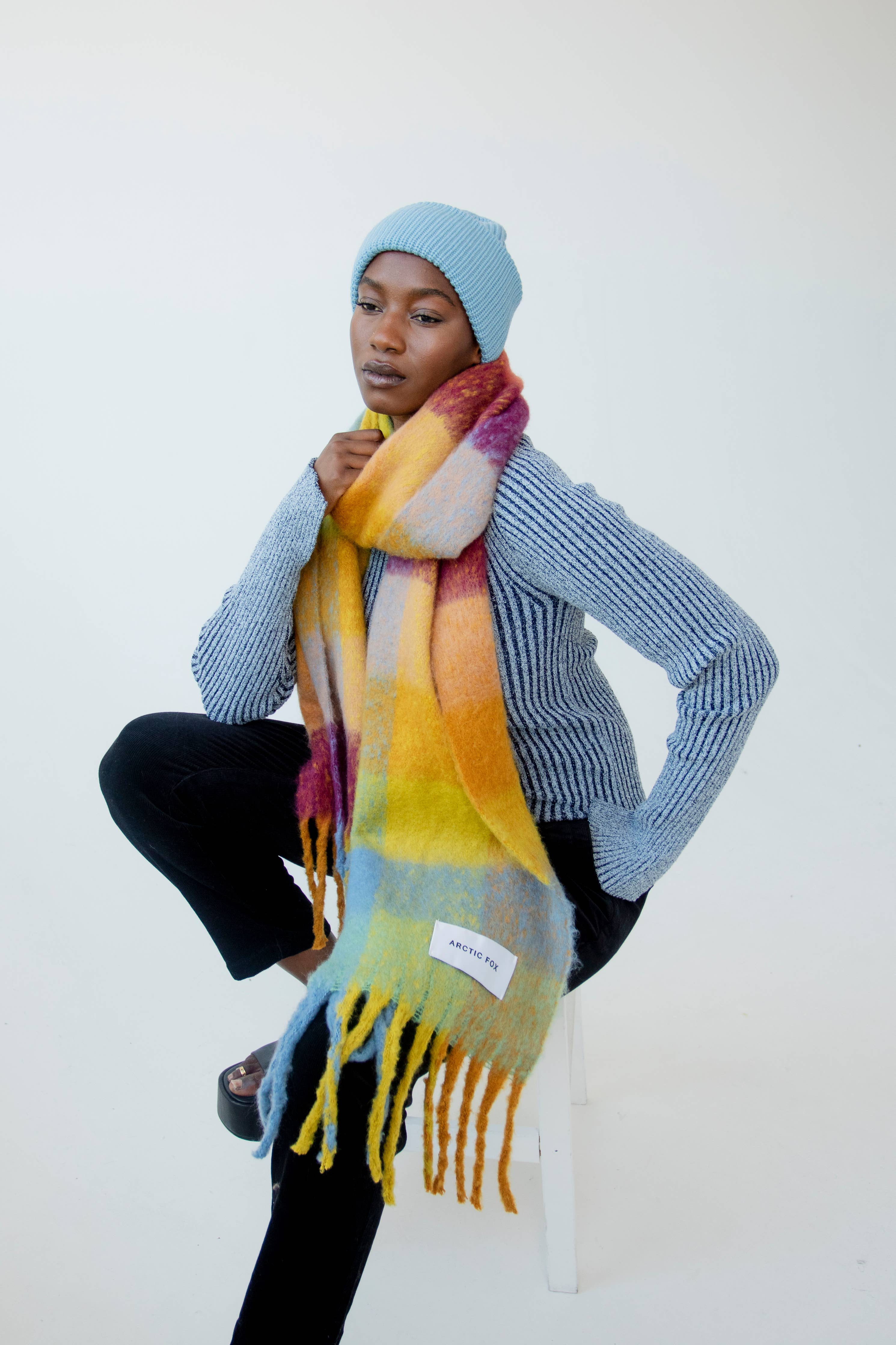 The Reykjavik Scarf - Yellow Check - AW23 - Out of the Blue