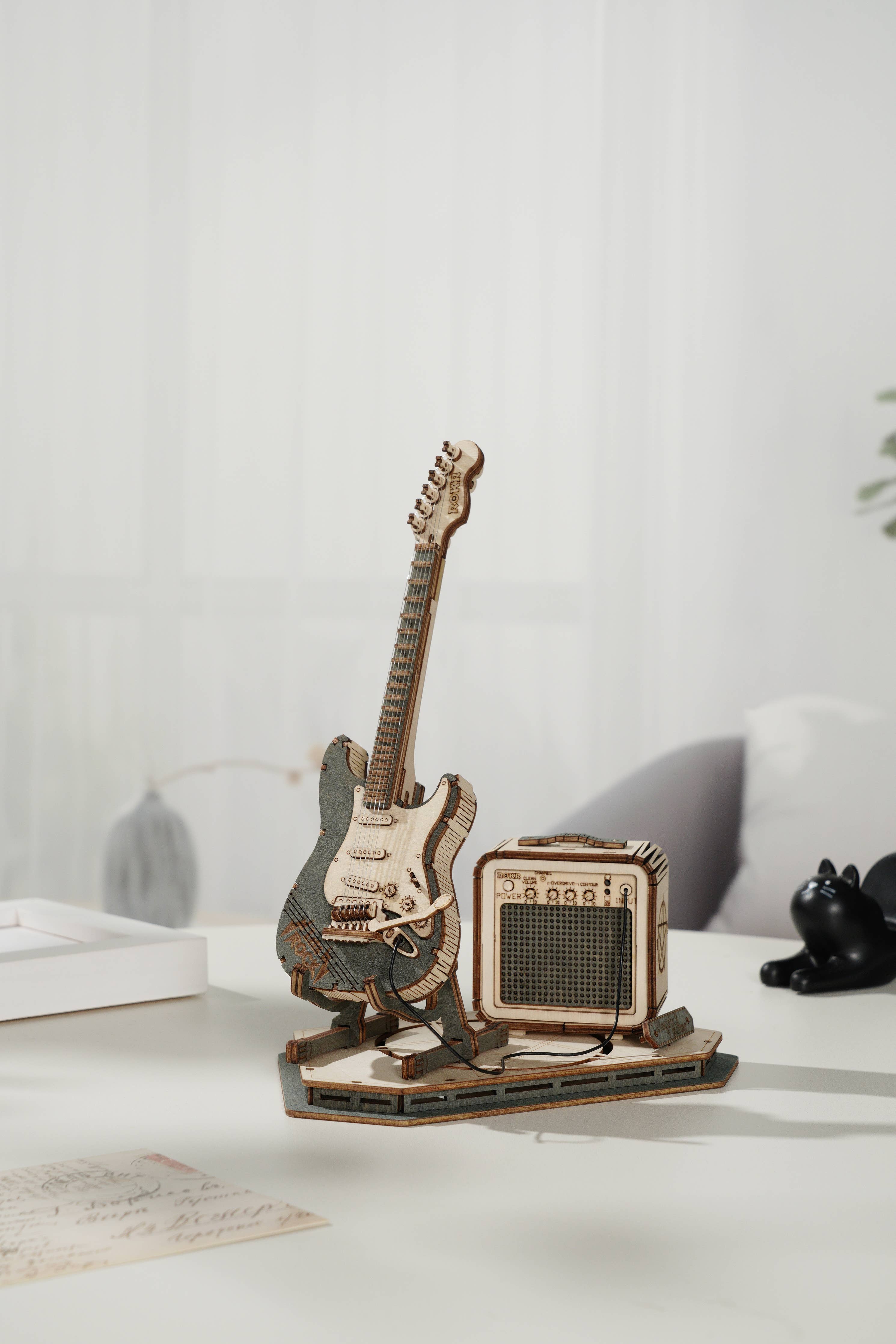 3D Laser Cut Wooden Puzzle: Electric Guitar - Out of the Blue