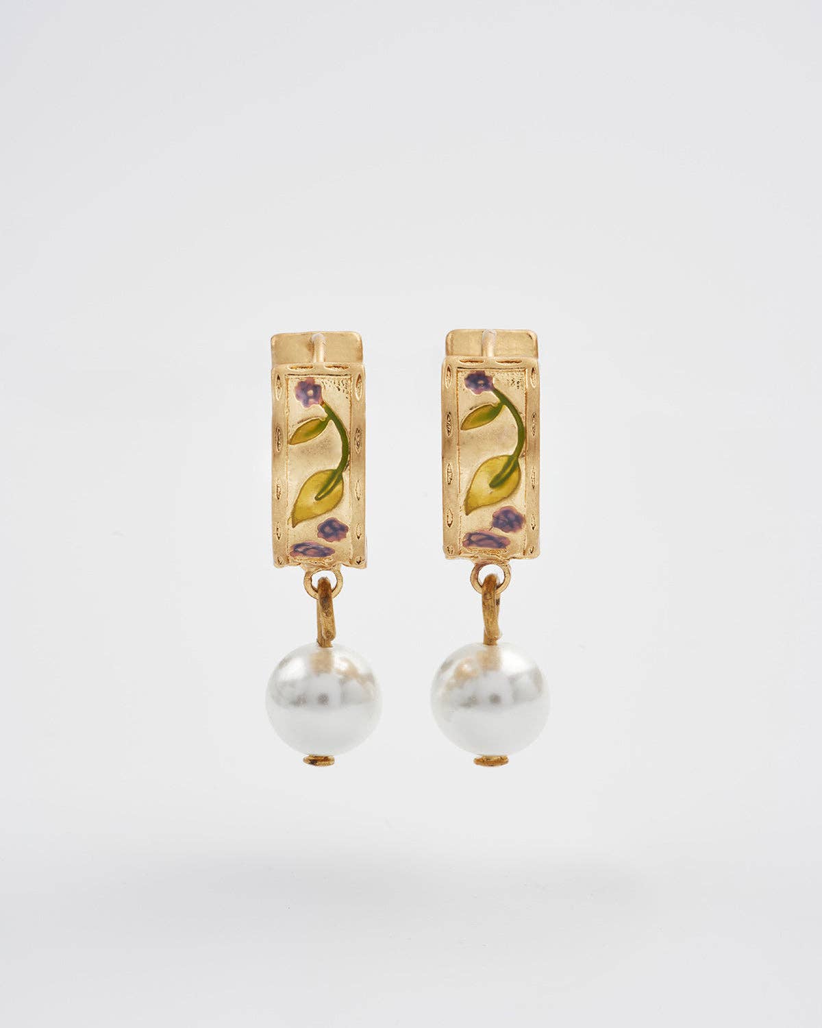Blackberry Bramble Pearl Drop Gold Earrings - Out of the Blue