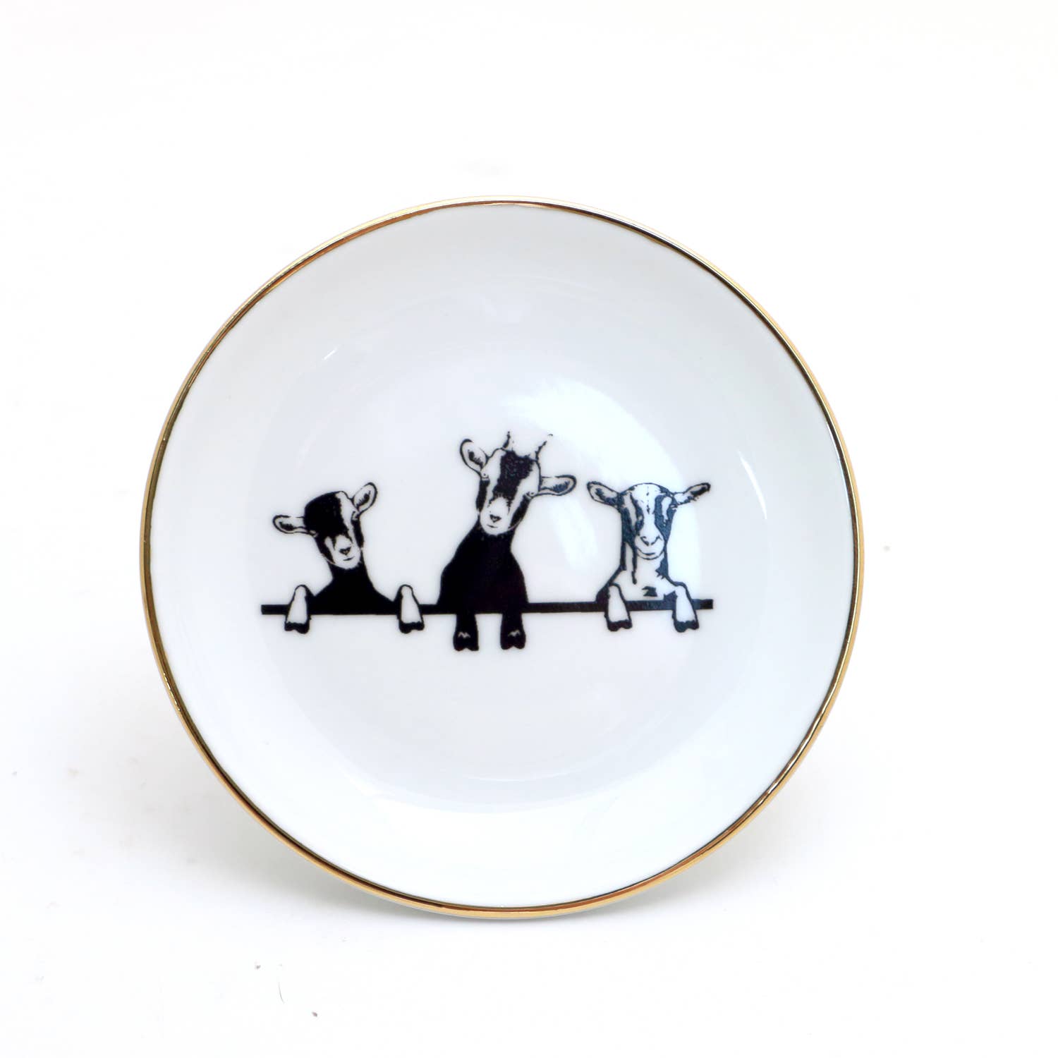 Goat ring dish, ring holder with 22K Gold accents