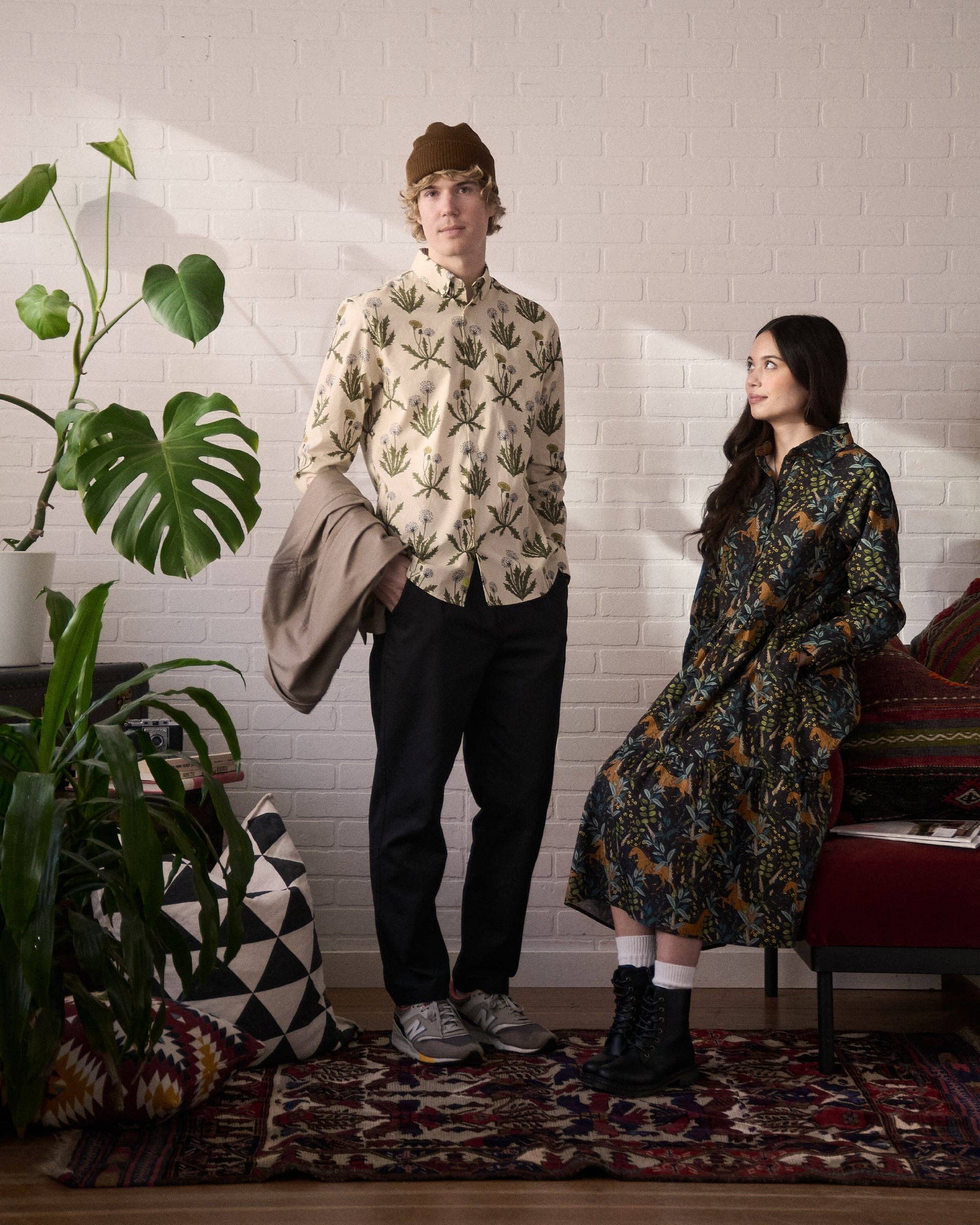 Wild Horses Printed Flared Pocket Shirt Dress - Out of the Blue