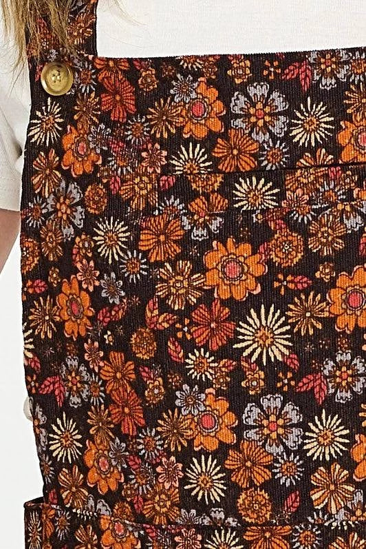 Floral Corduroy Overalls - Out of the Blue