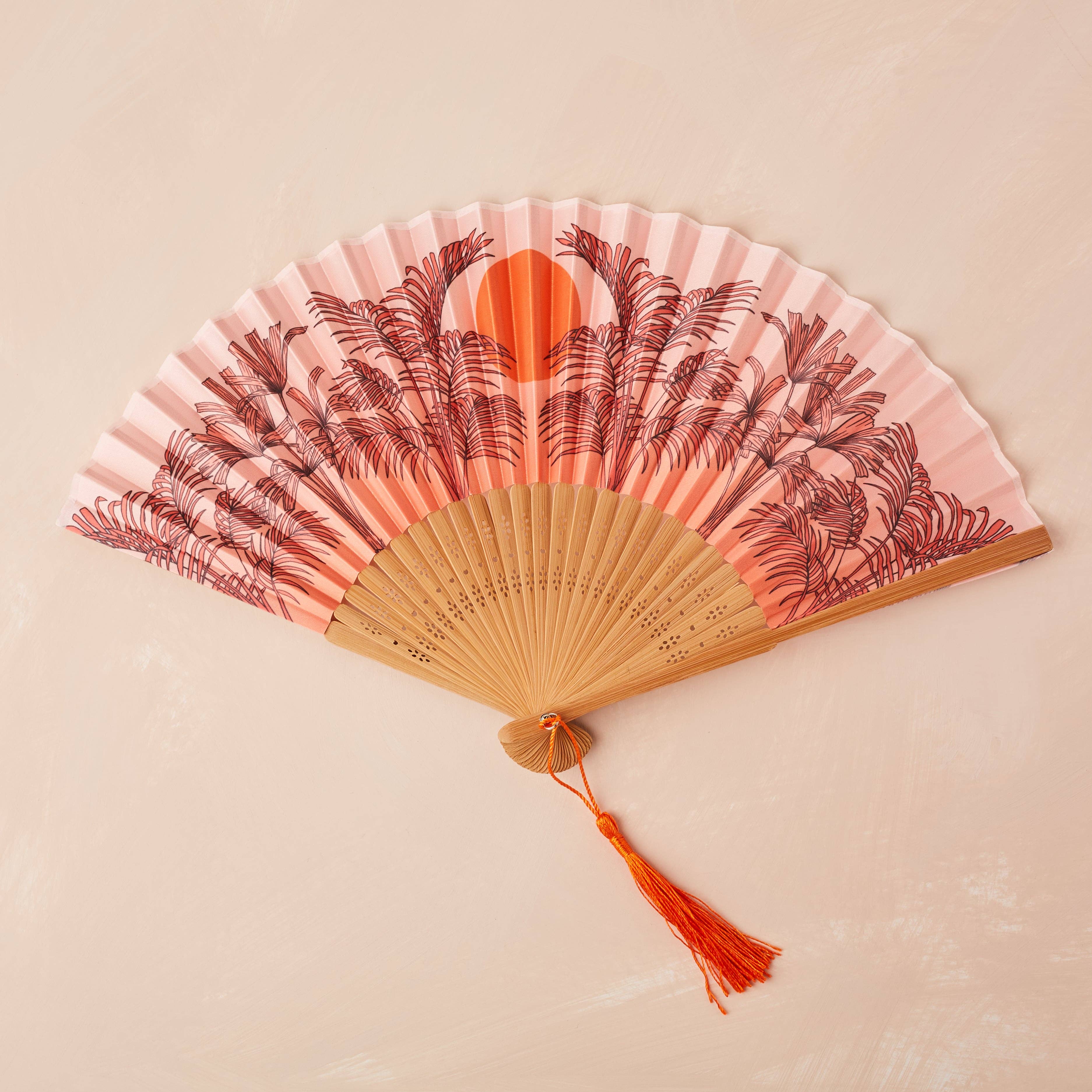 Small Folding Fan in Peachy Orange - Out of the Blue