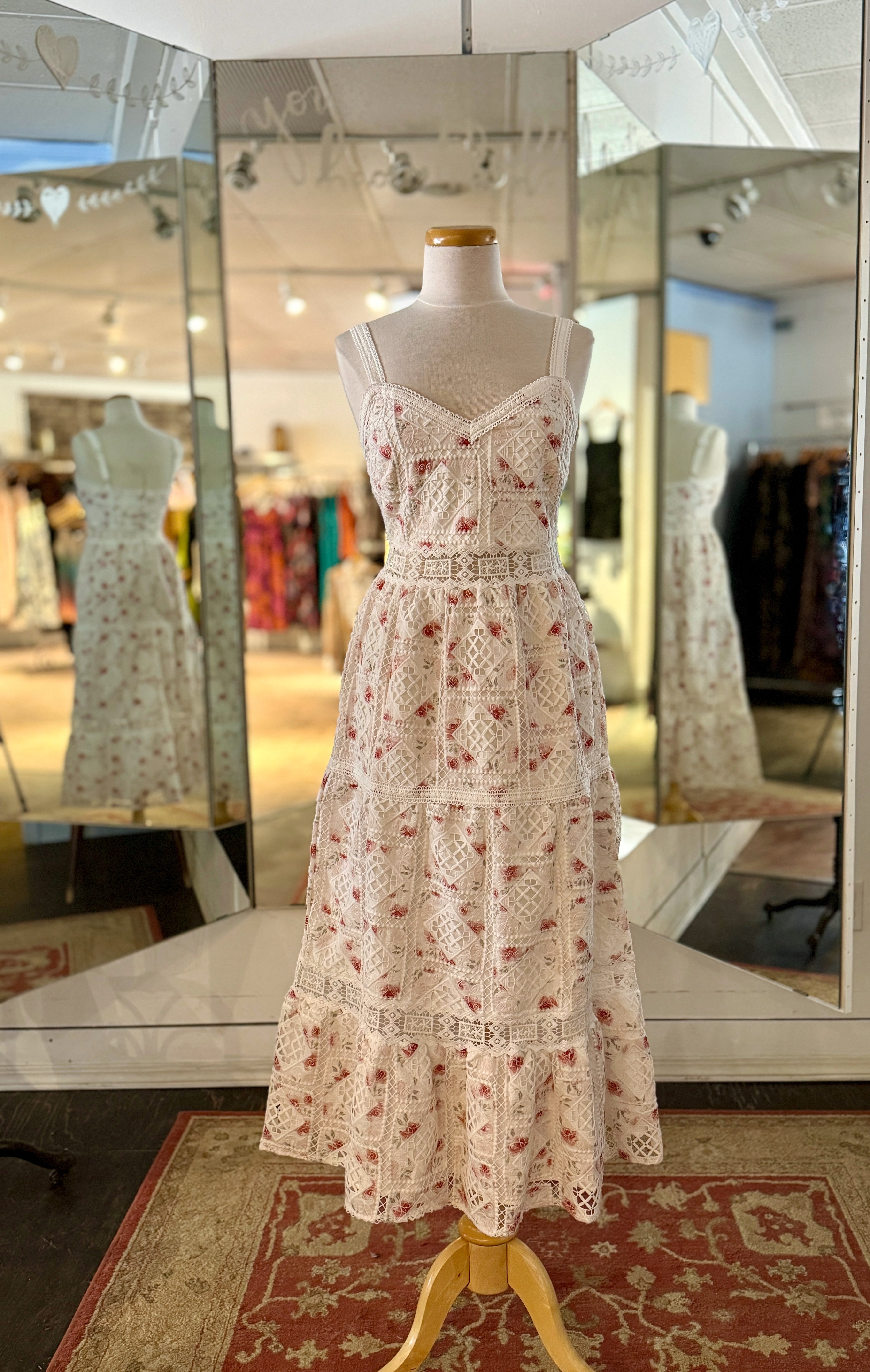 Embroidered Detail Sleeveless Maxi Dress - Out of the Blue