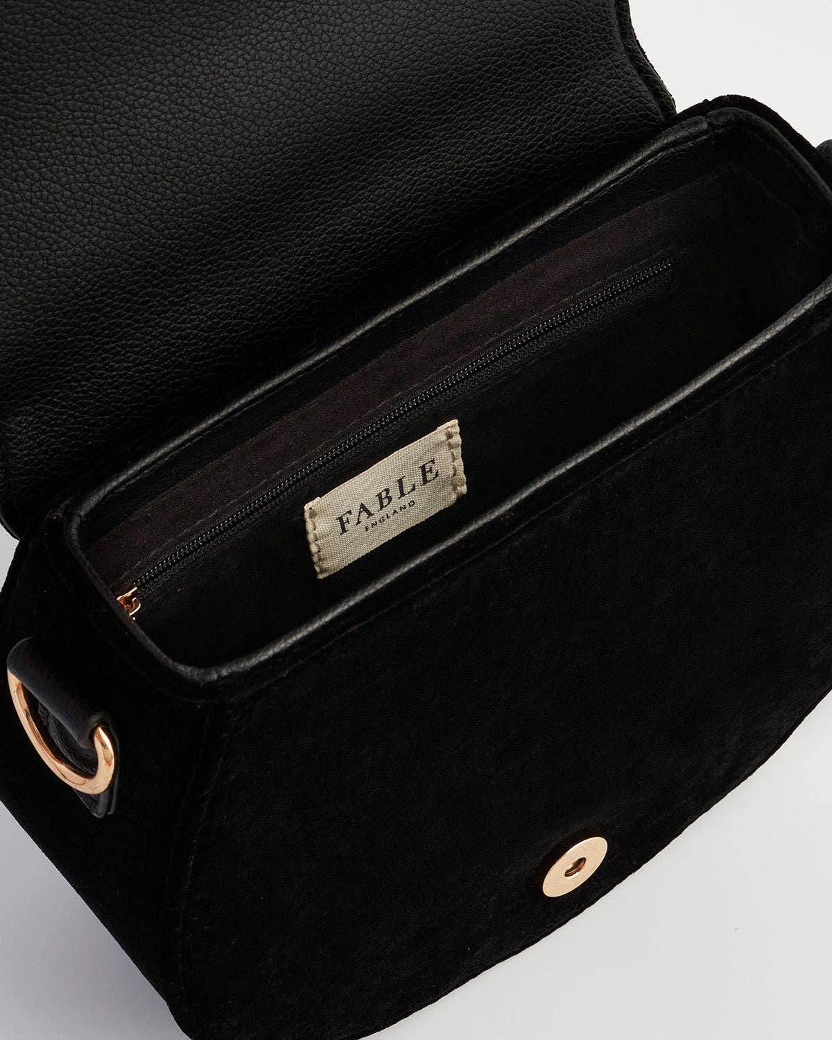 Fox & Owl Embroidered Black Top Handle Saddle Bag - Out of the Blue