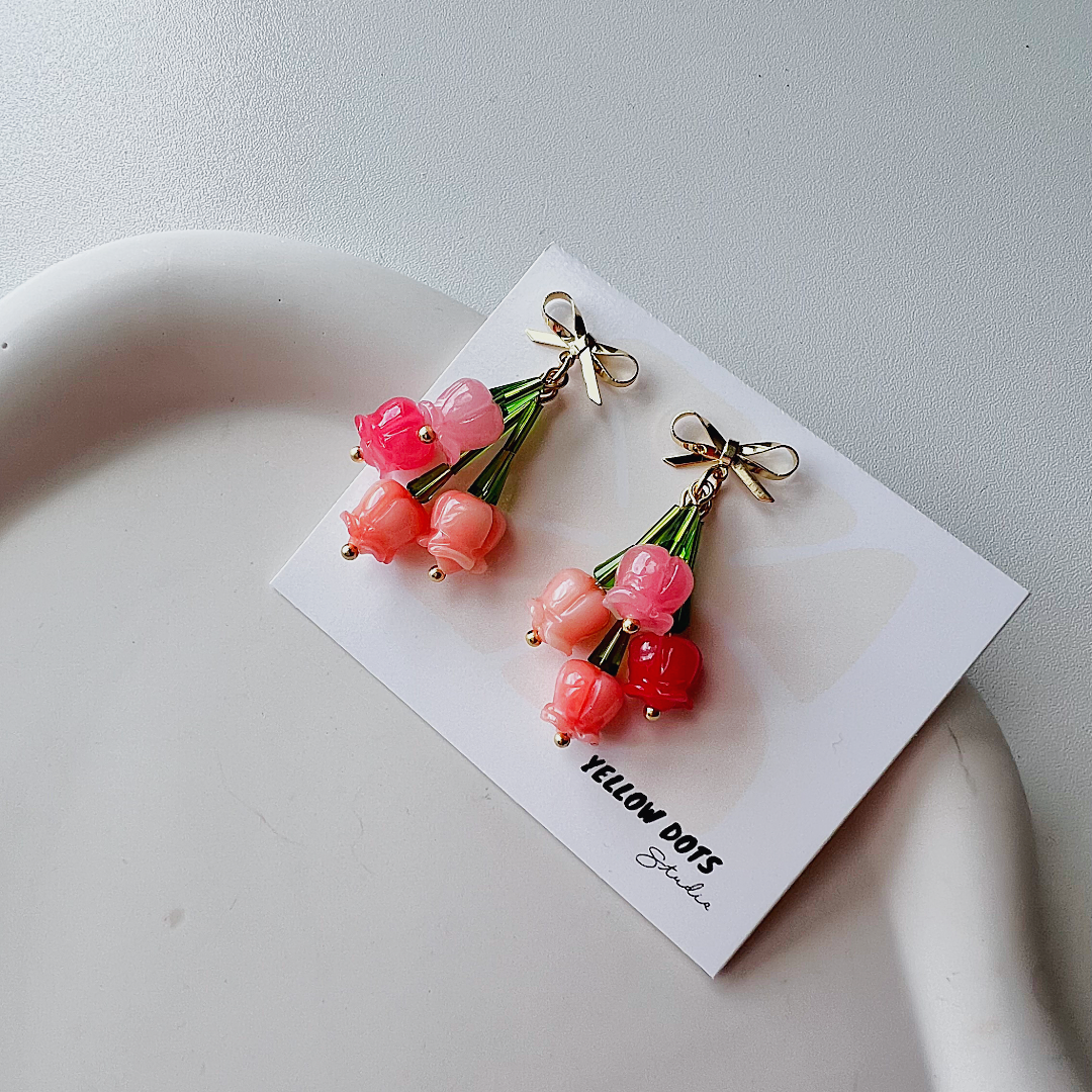 Upside Down Little Tulips Bouquet Earrings