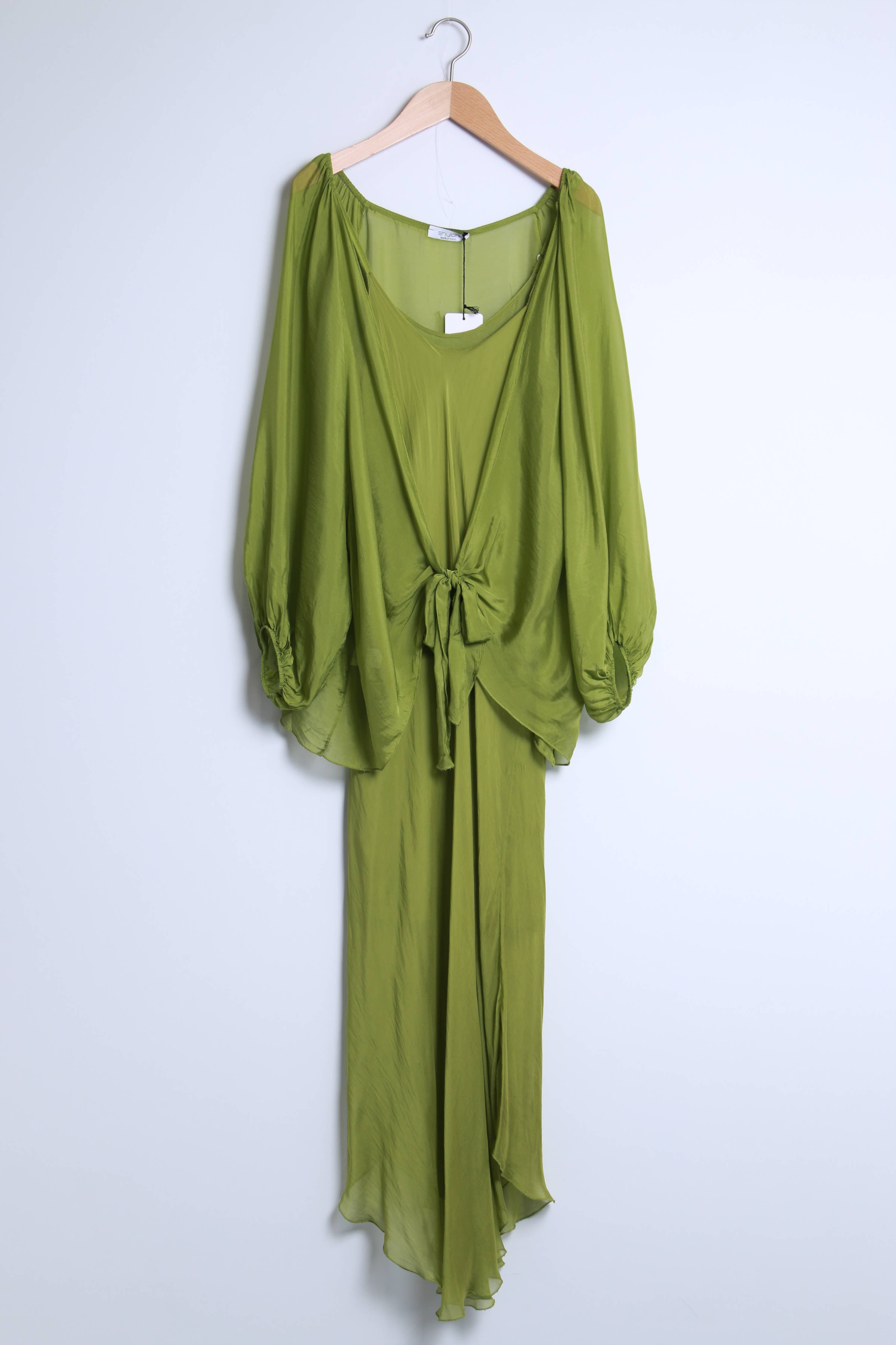 Short flowing silk tie-front jacket 13429 - Out of the Blue