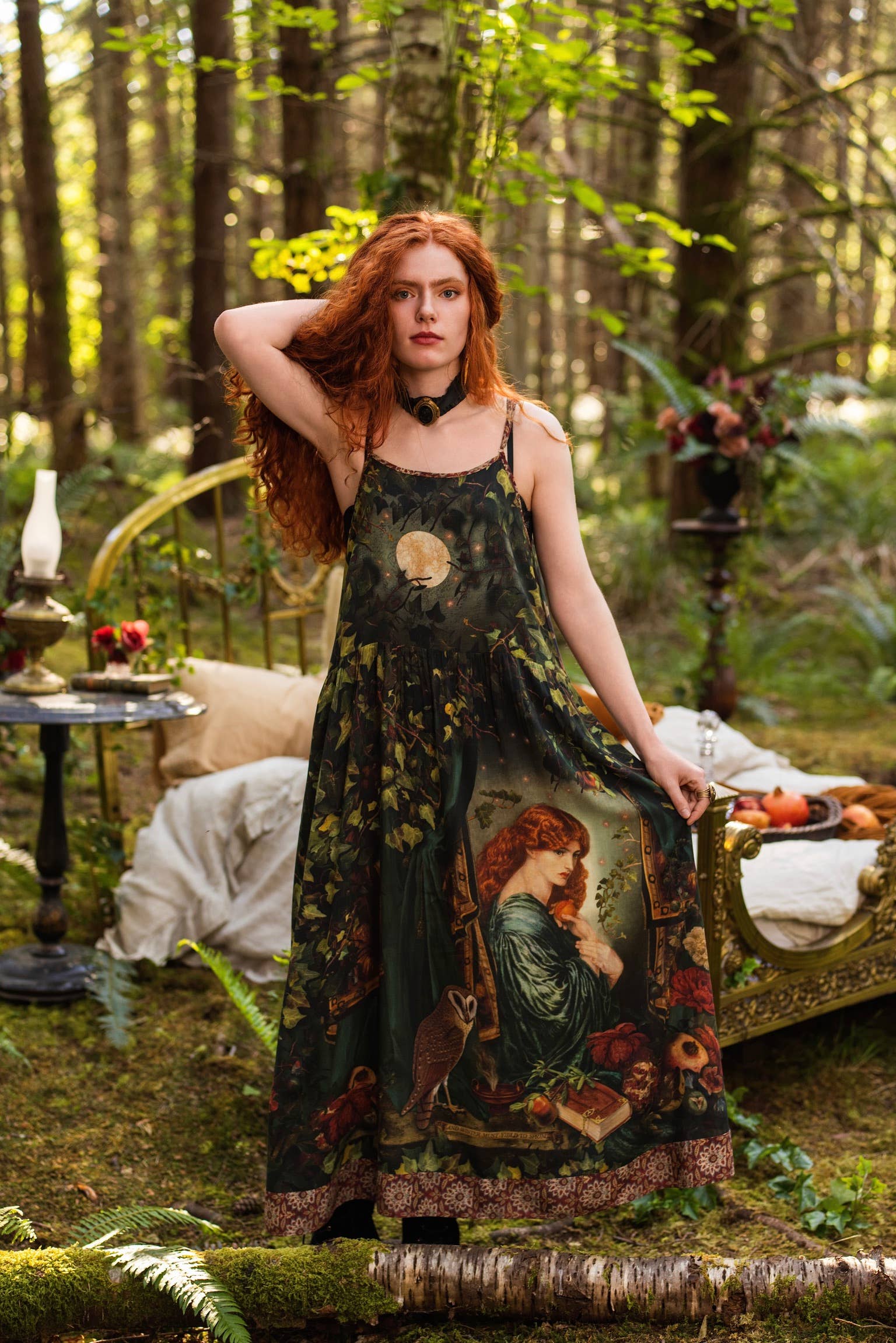 Solstice Bohéme Long Maxi Slip Dress w/ Persephone & Moon