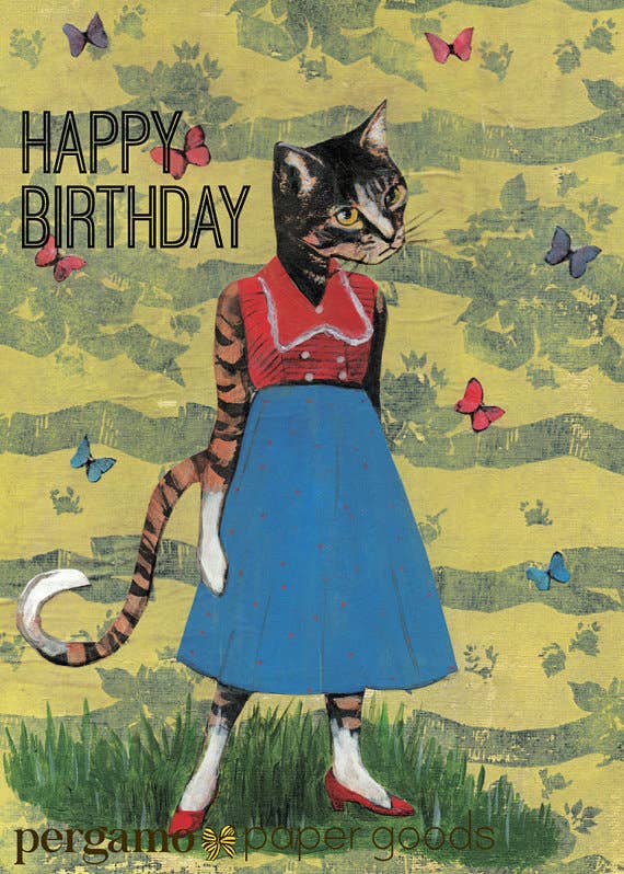 Cat Birthday Card - Out of the Blue