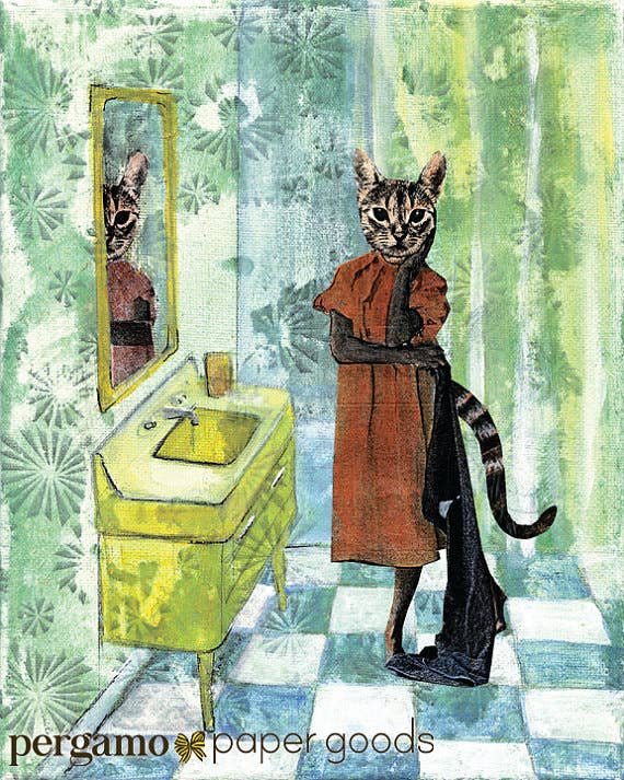 Retro Cat 8X10 Art Print - Out of the Blue