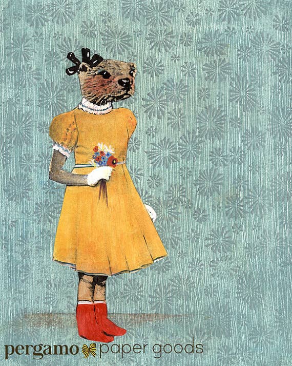 Dressed Up Otter 8X10 Art Print - Out of the Blue