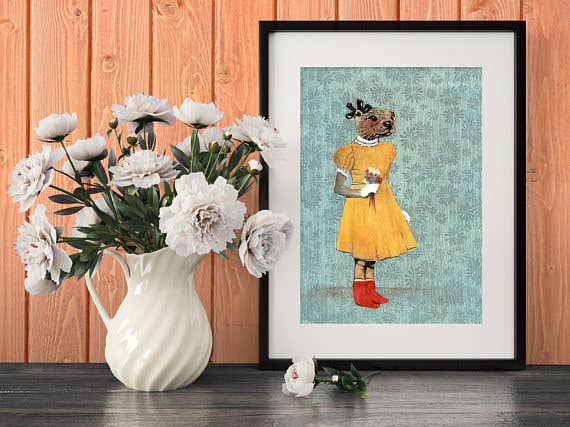 Dressed Up Otter 8X10 Art Print - Out of the Blue