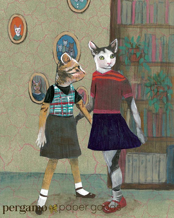 Cat Friends Art Print - Out of the Blue