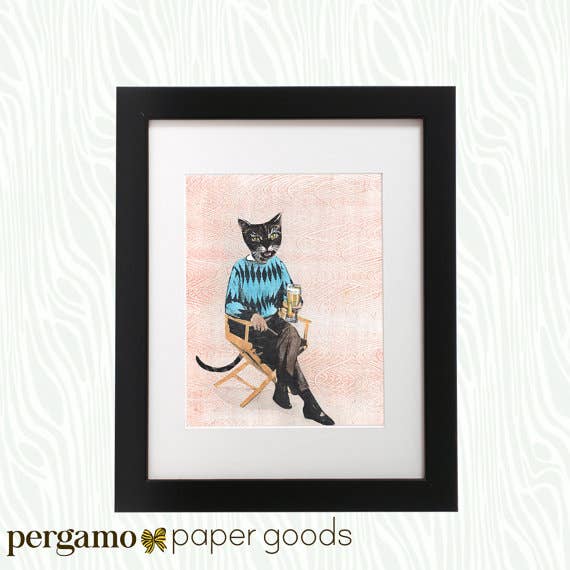 Beer Cat Art Print - Out of the Blue