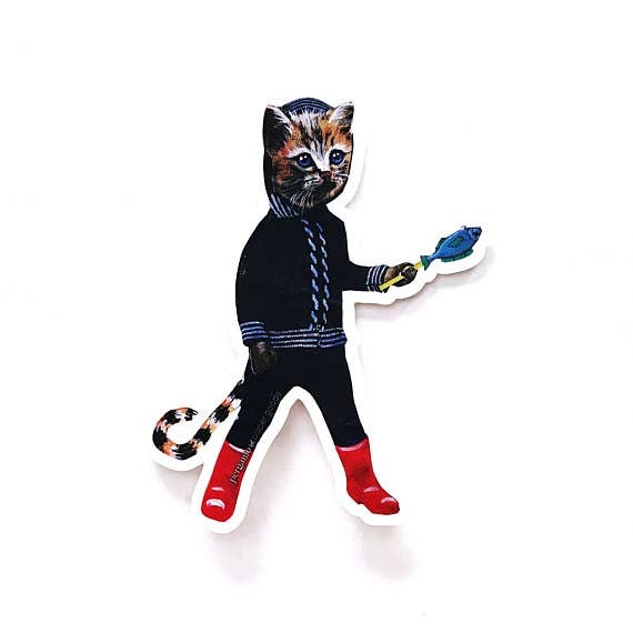 Retro Kitten Sticker - Out of the Blue