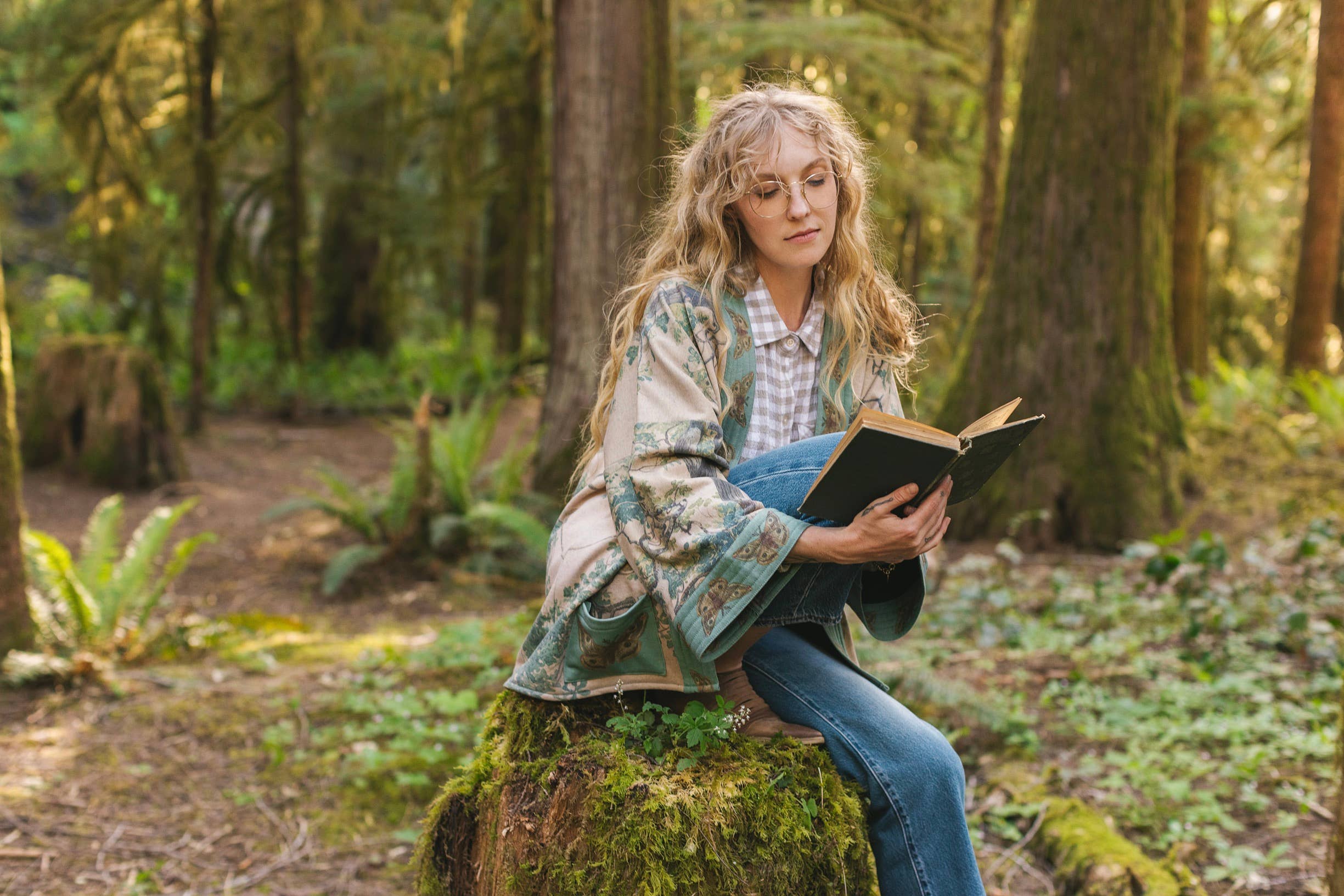 Earth & Sky Fleece Lined Cozy Cottage Cardigan Kimono Jacket - Out of the Blue