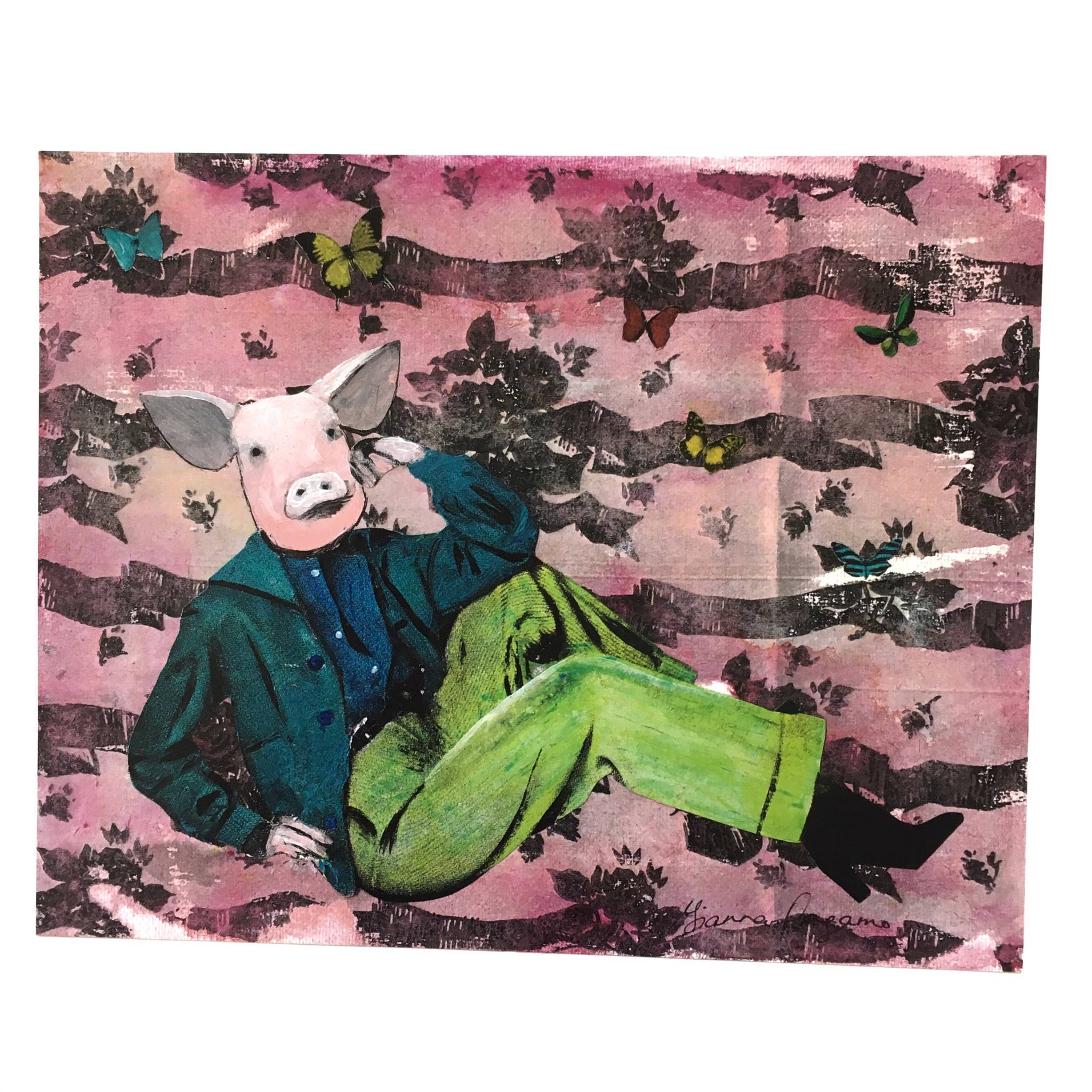 Lounging Pig Art Print - Out of the Blue