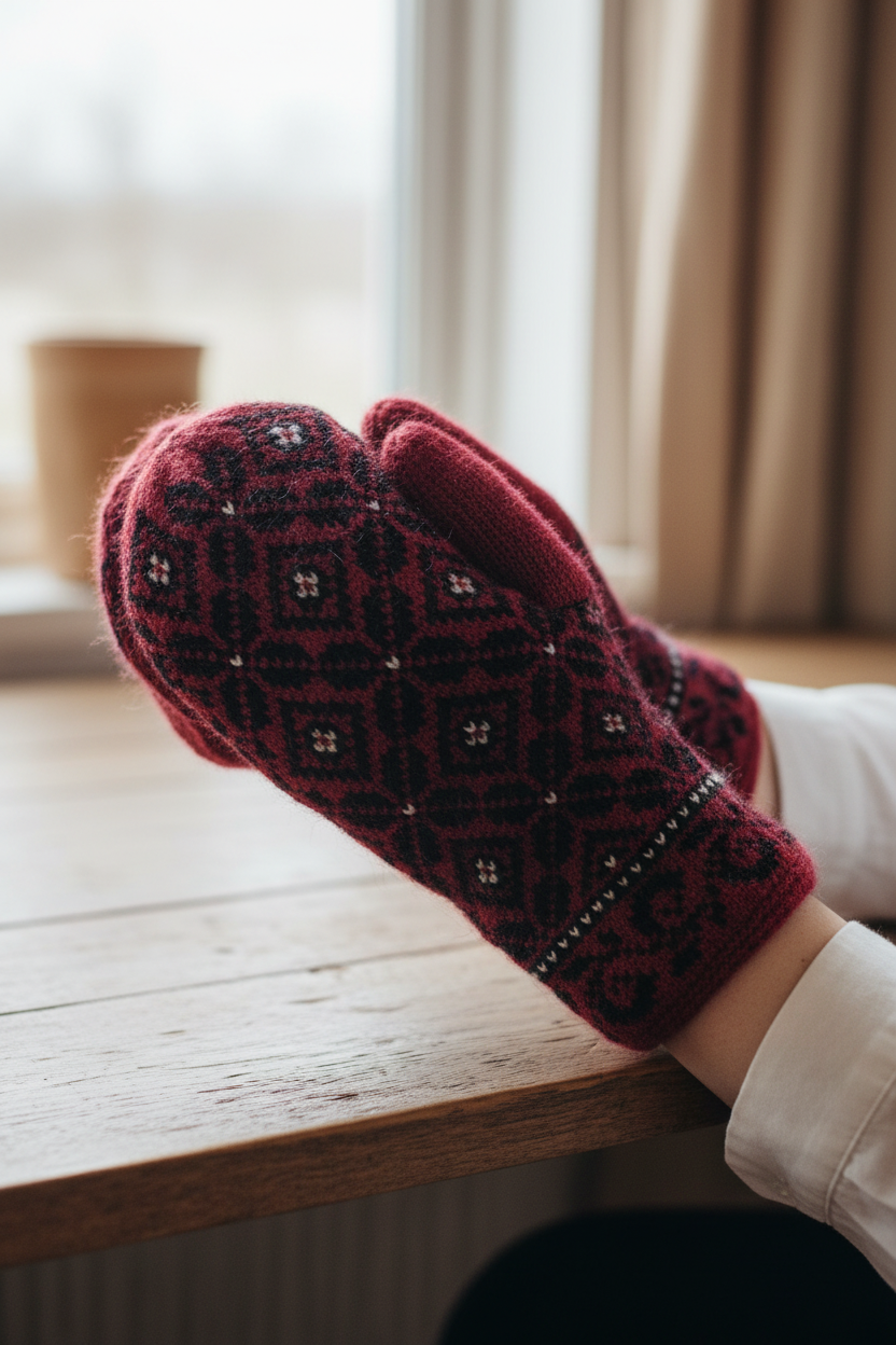 Nordic Diamond Wool Mitten