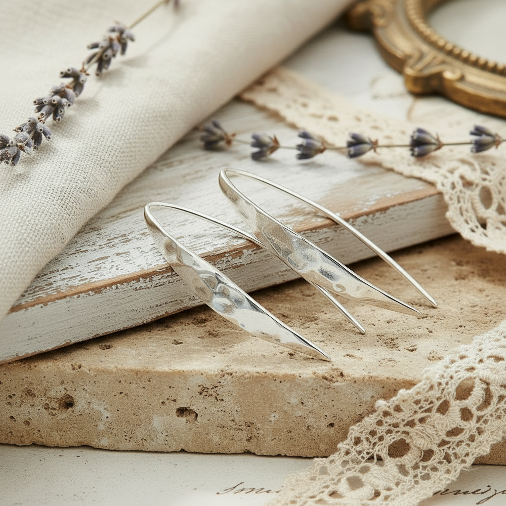 Hammered Arc Sterling Silver Earrings