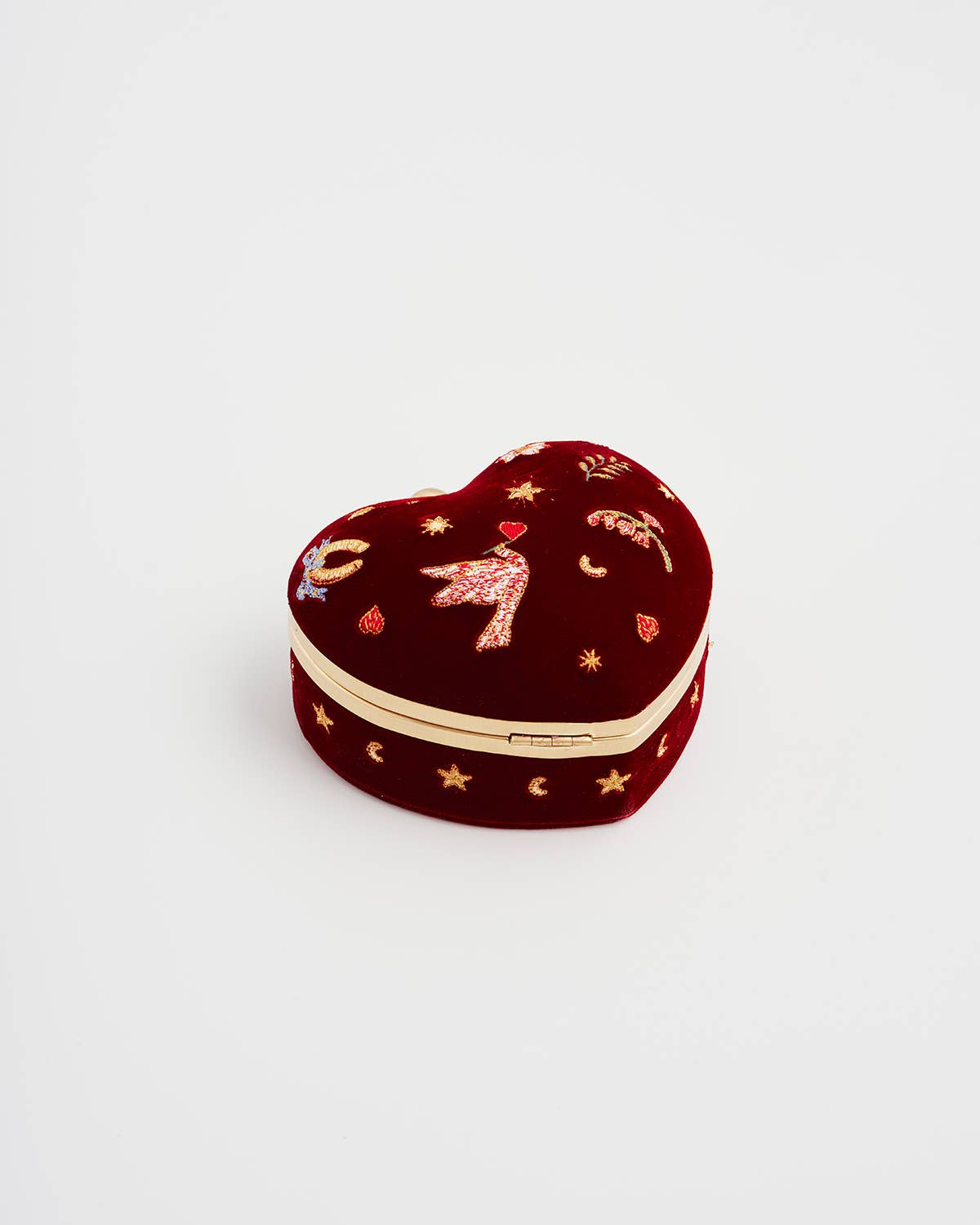 Fable Love Scatter Red Velvet Embroidered Jewellery Box - Out of the Blue