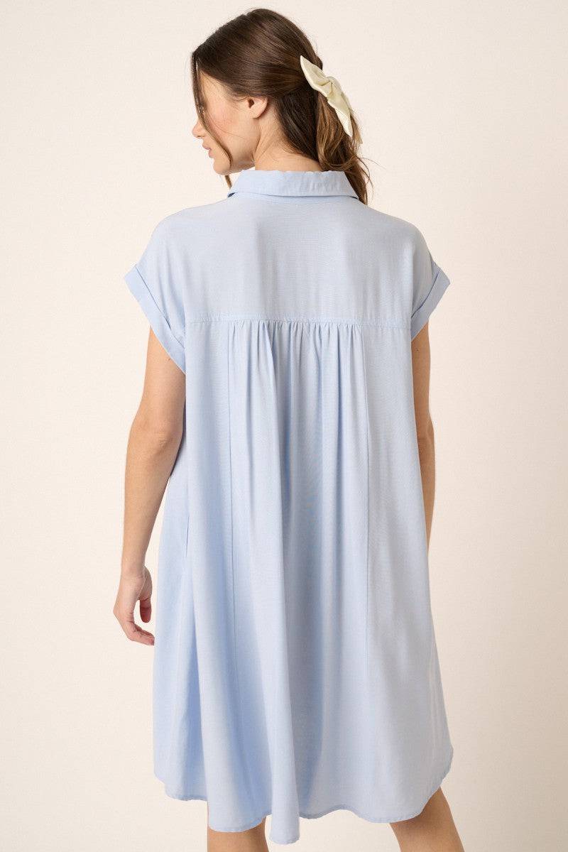 Pleated Shirt Dress - Out of the Blue