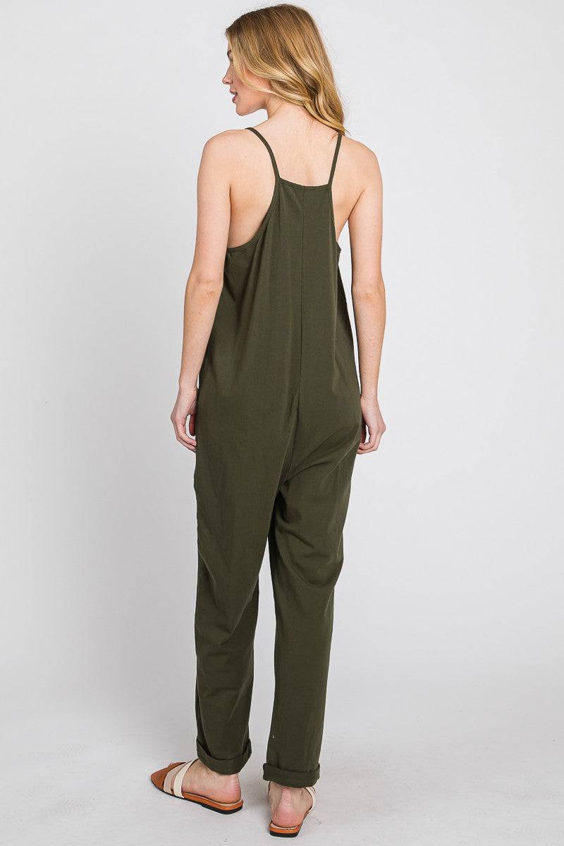 Cotton Blend Jumpsuit - Out of the Blue