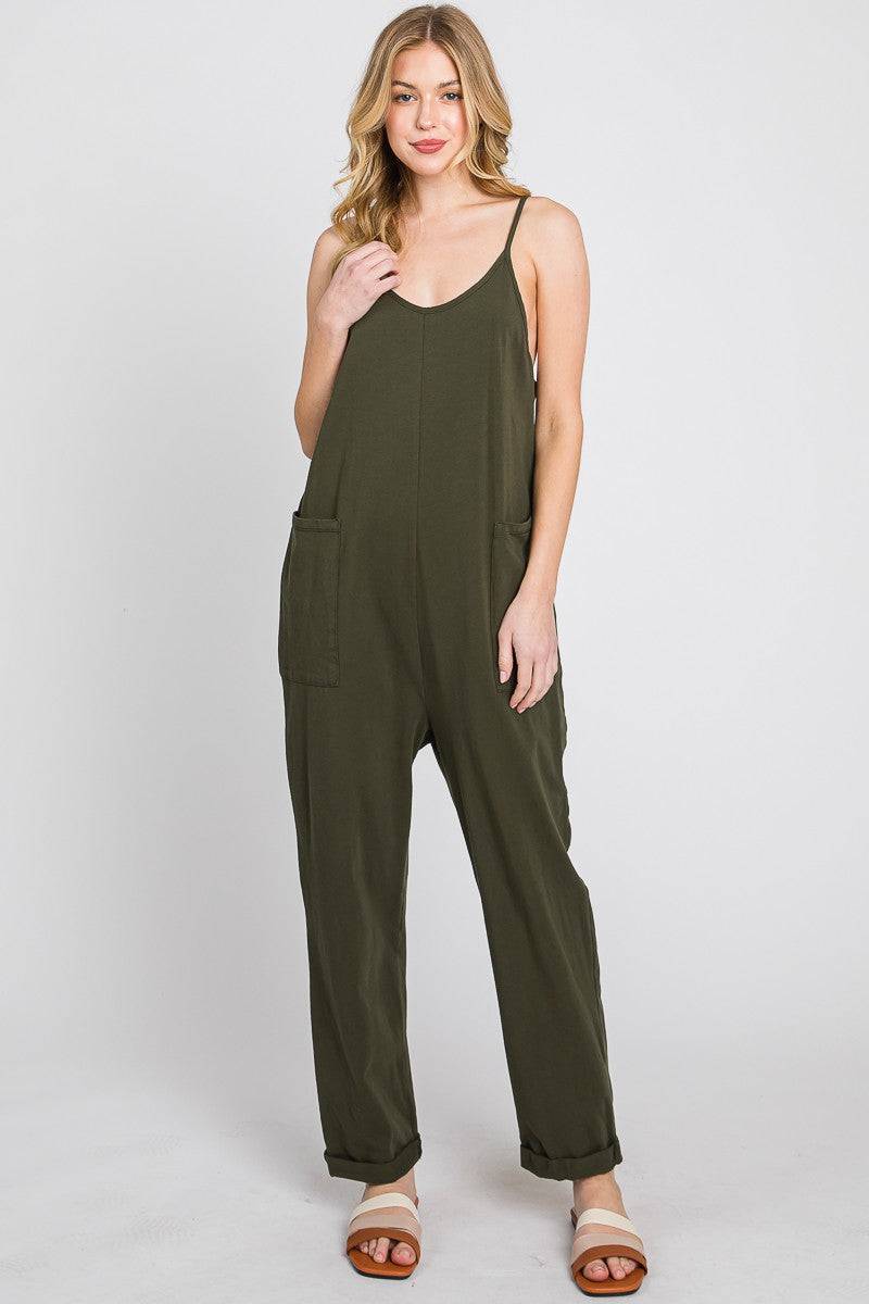 Cotton Blend Jumpsuit - Out of the Blue