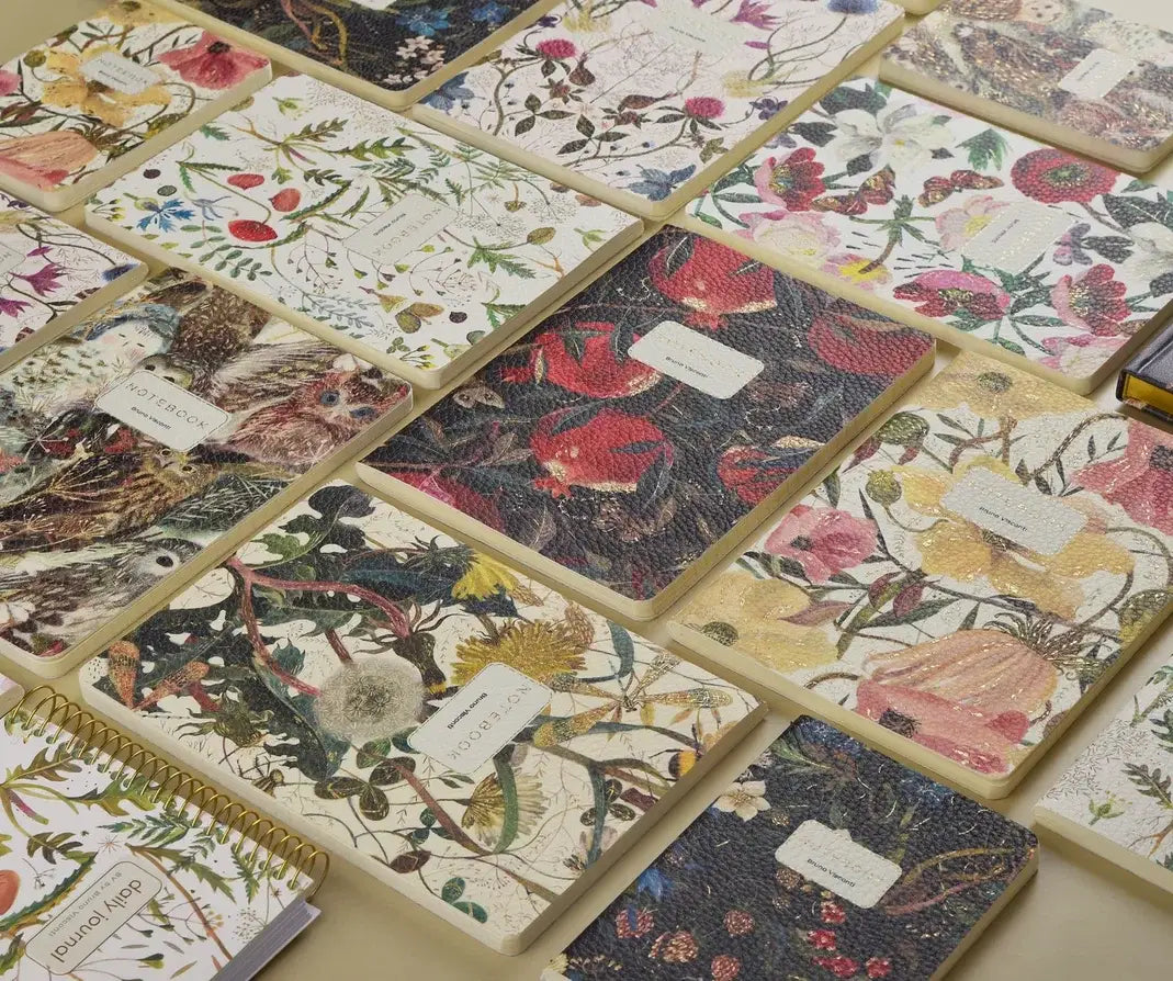 Vegan Leather A5 Notebook - Symmetrical Flora - Out of the Blue