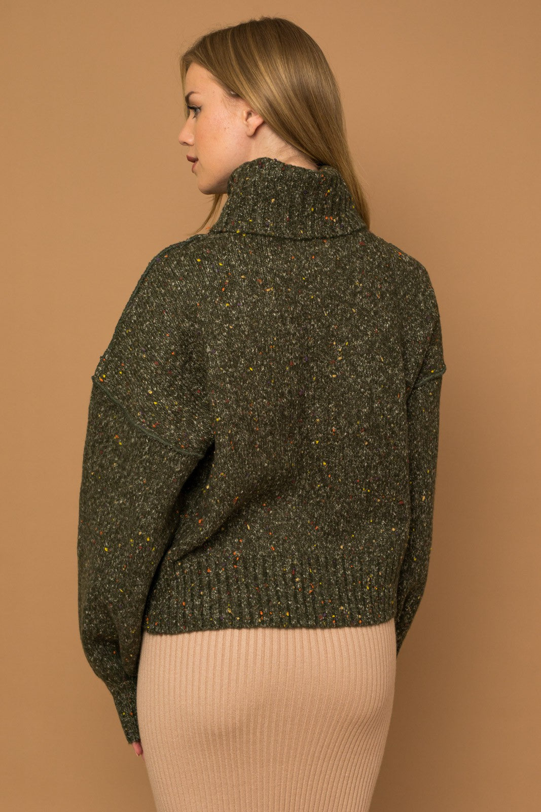 Oversize Confettti Turtleneck Sweater - Out of the Blue