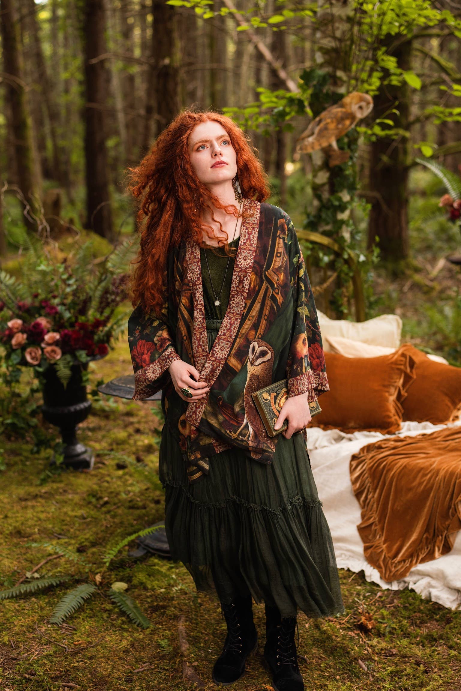 Solstice Matineé (mid-length) duster w/ Persephone & Moon