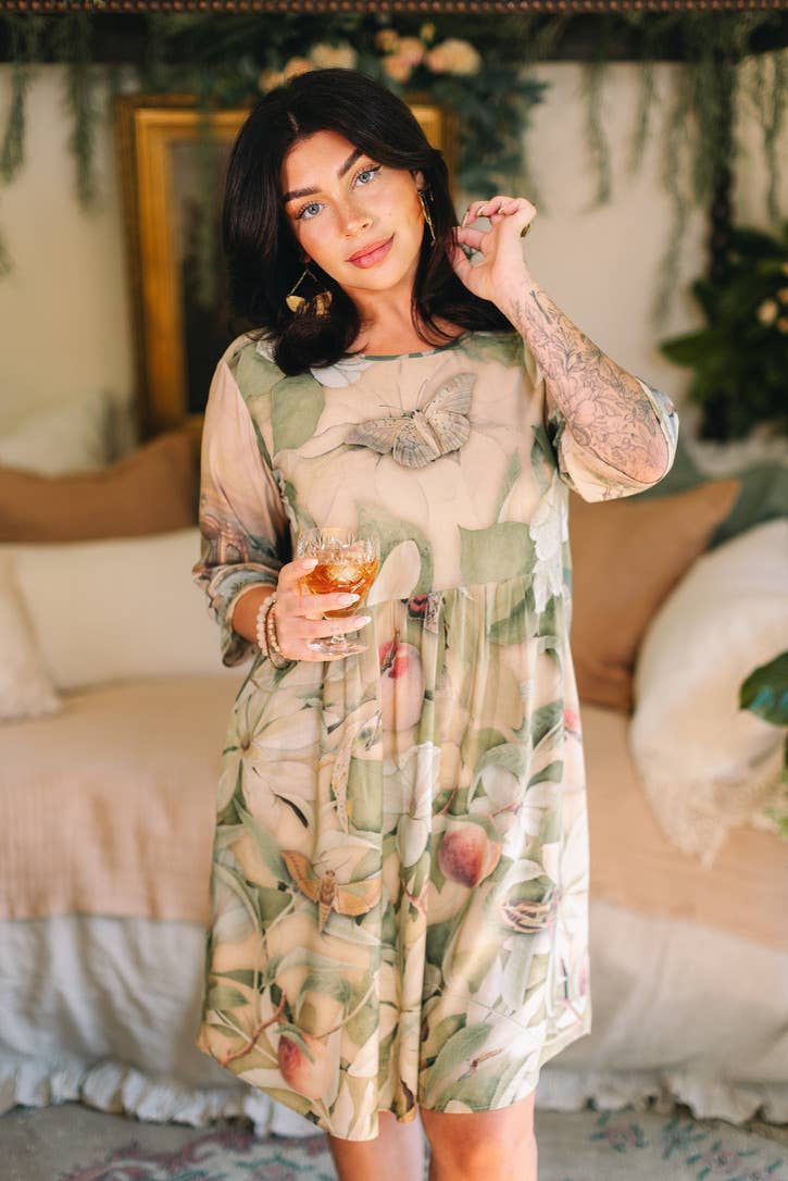Fleur De Soleil Artist Dress w/ Pockets & Florals - Out of the Blue