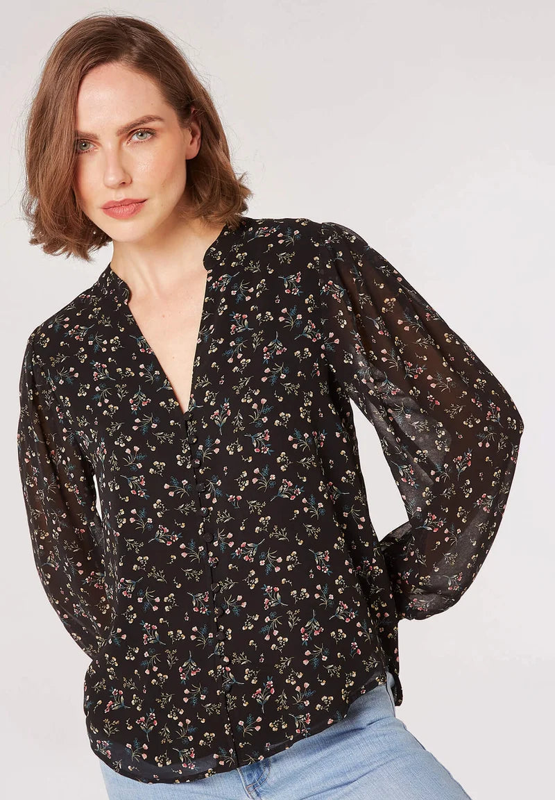Black Ditsy Blouse - Out of the Blue