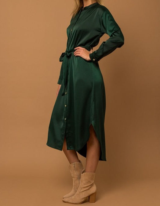 SATIN SHIRT DRESS - Out of the Blue