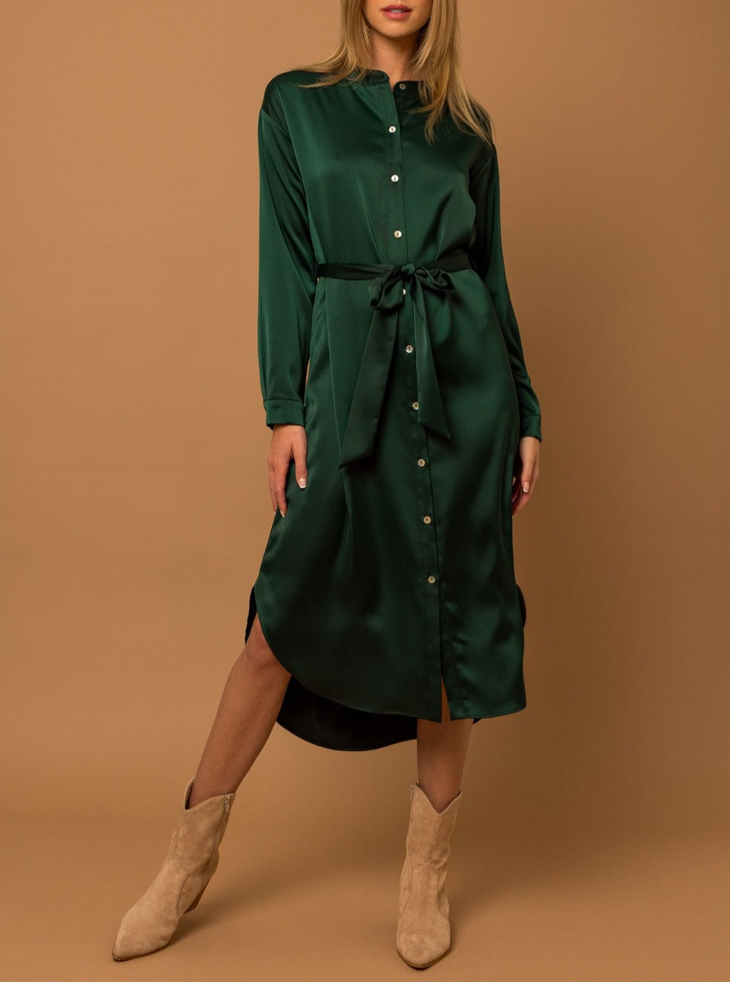 SATIN SHIRT DRESS - Out of the Blue
