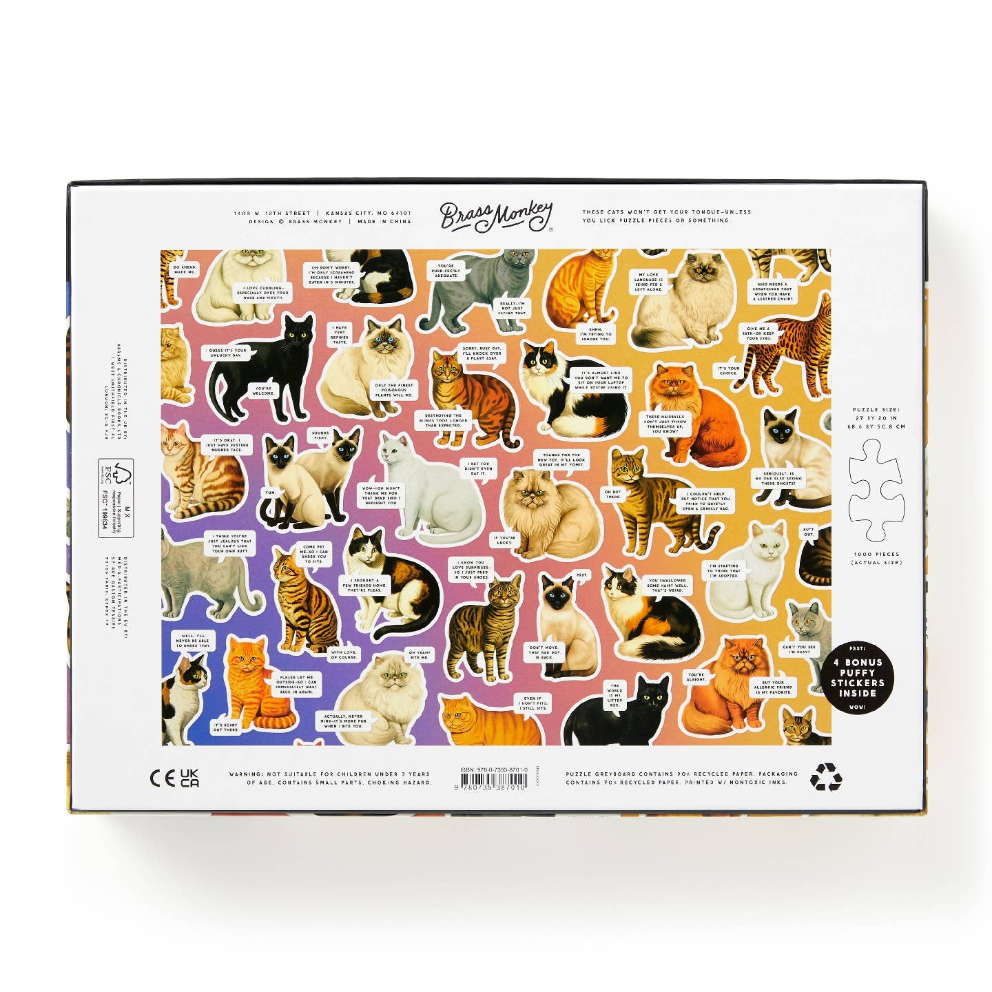 Moody Cats 1000 Piece Puzzle - Out of the Blue