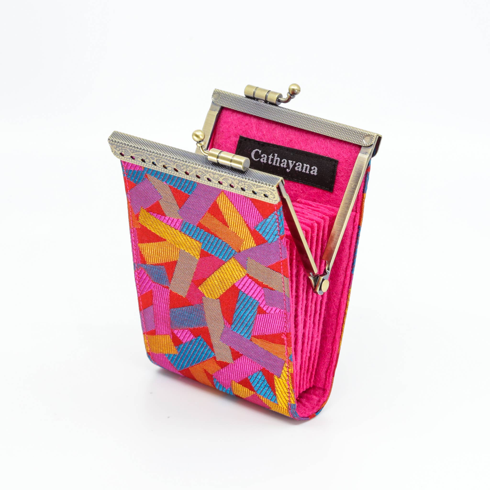 Confetti Pattern Brocade Card Holder with RFID Protection: Fuchsia - Out of the Blue
