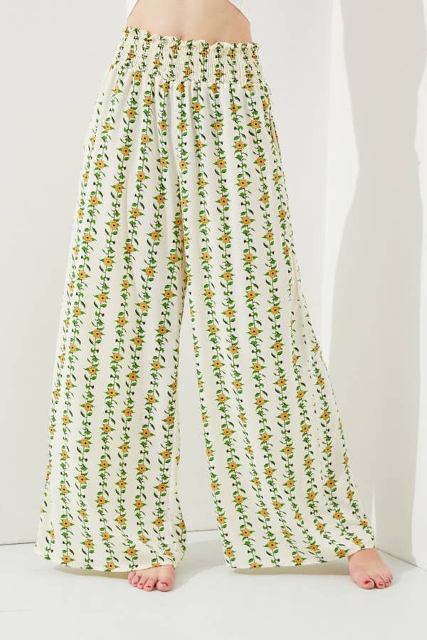 FLORAL PRINT PAPERBAG PANTS - Out of the Blue