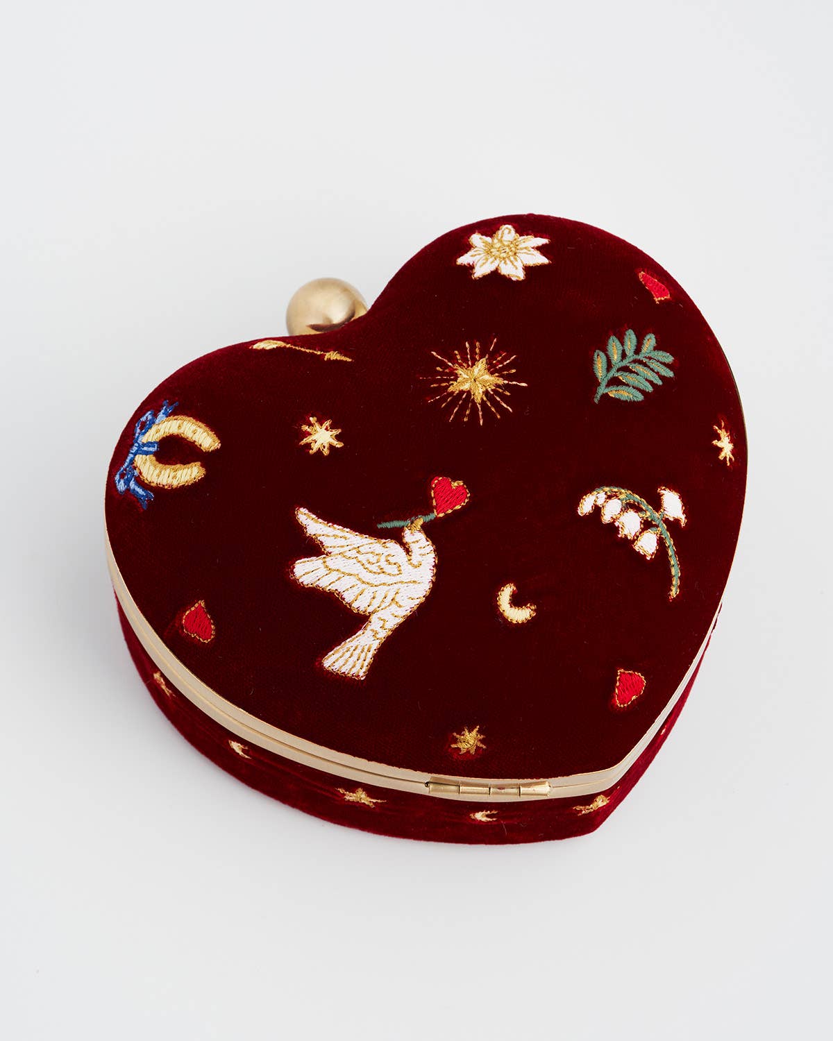 Fable Love Scatter Red Velvet Embroidered Jewellery Box - Out of the Blue