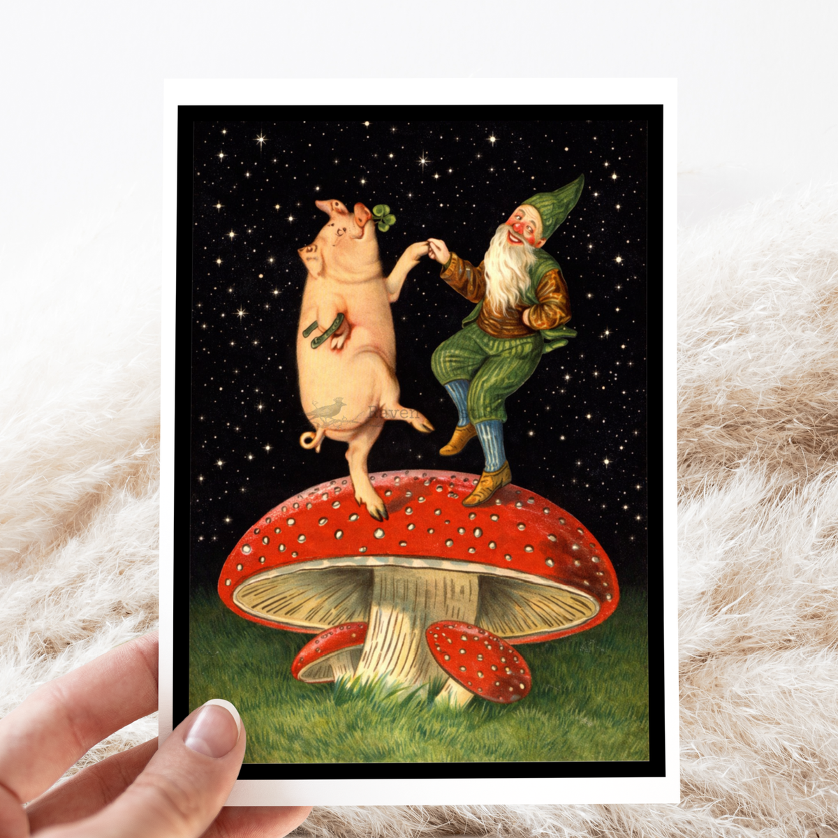 Greeting Card. Gnome Pig -Just because