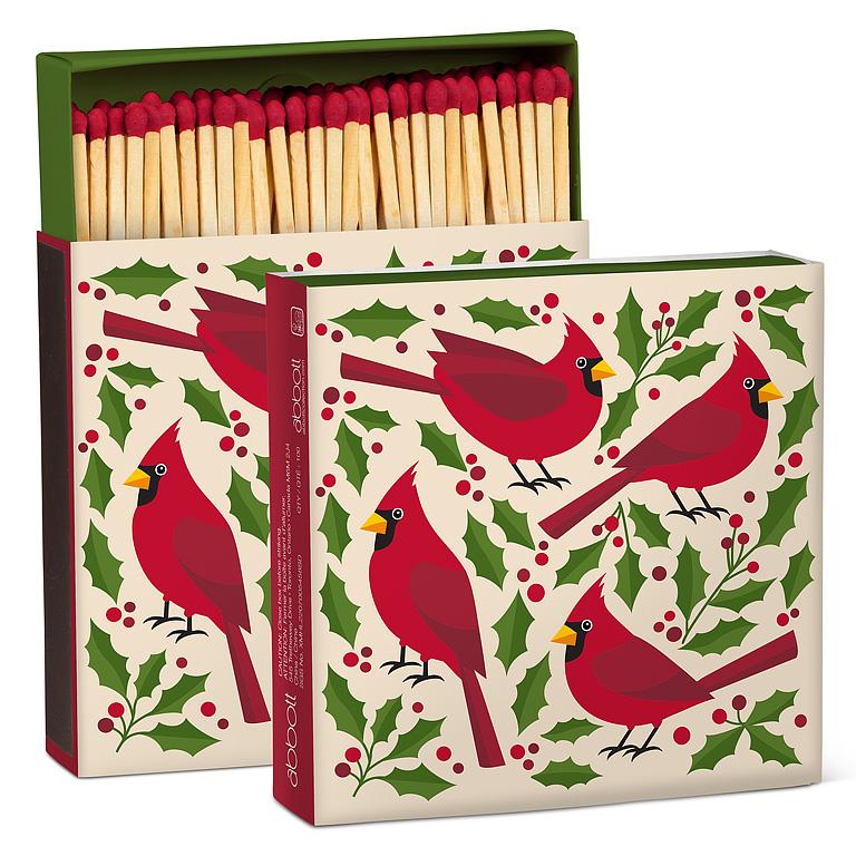 Cardinals & Holly Sq Matches-100Stks-4"L - Out of the Blue