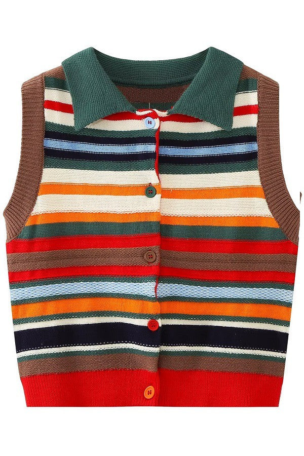 Striped Knit Vest - Out of the Blue
