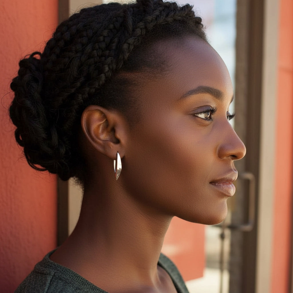 Sterling Silver Hammered Arc Earrings - Out of the Blue