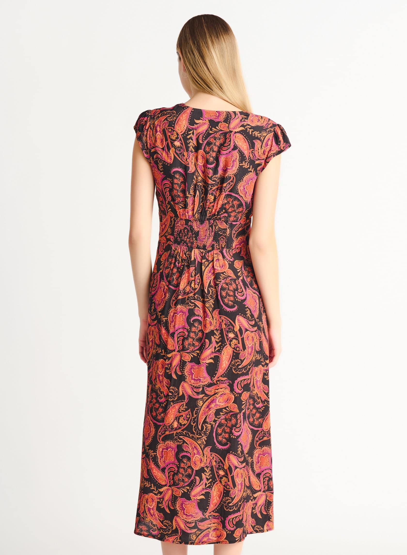 SmockedMidi Dress - Out of the Blue