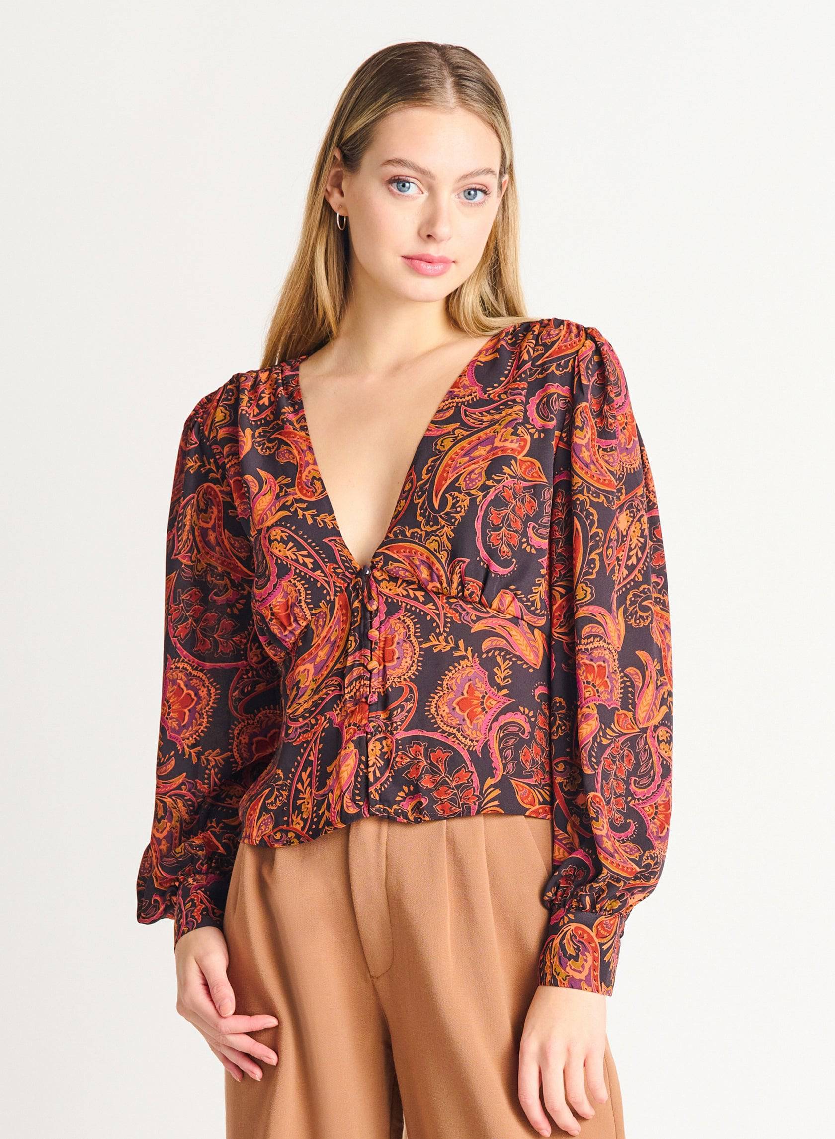 V-Neck Blouse - Out of the Blue