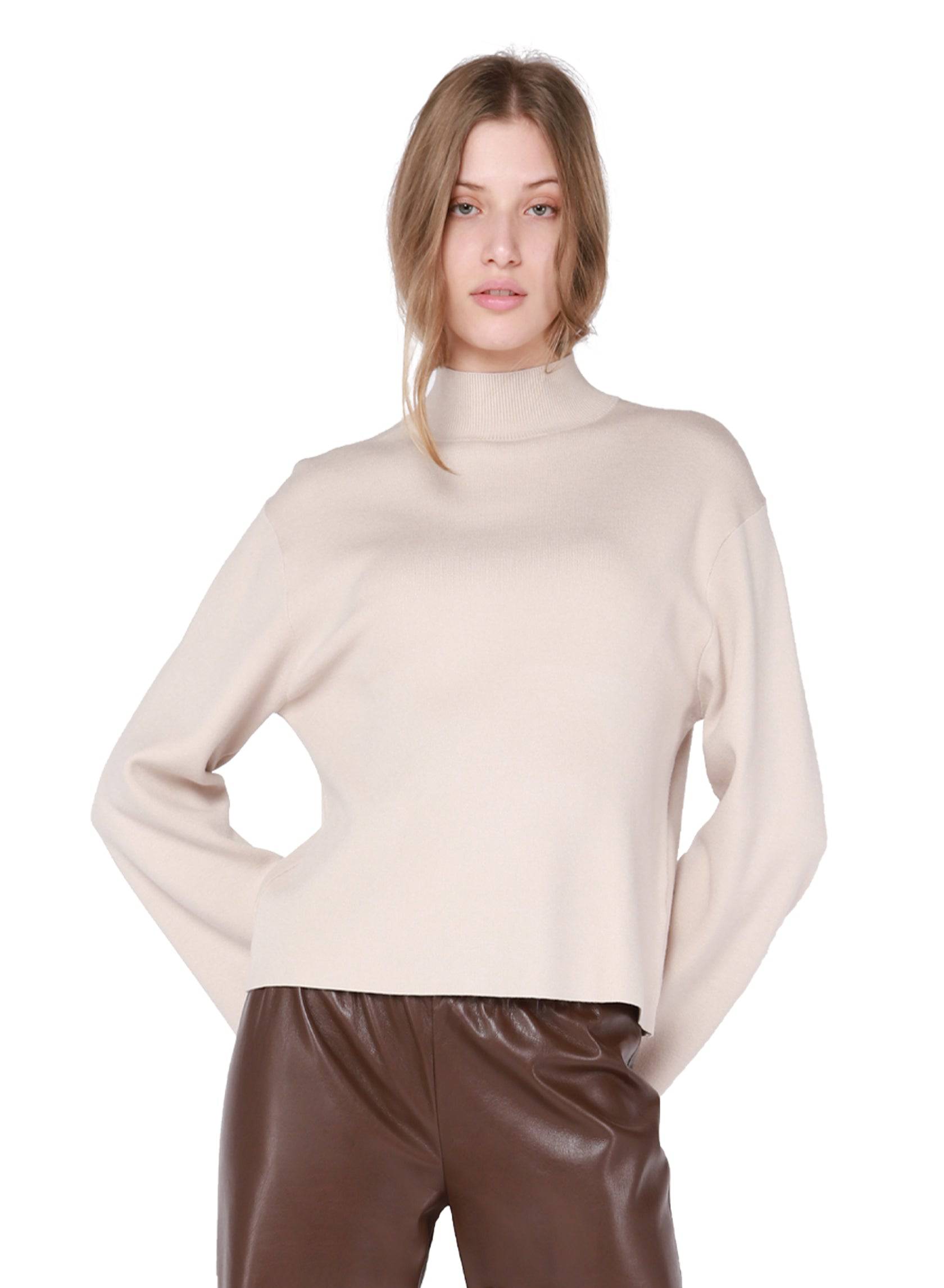 Wide Sleeve Mock Neck Sweater - Out of the Blue