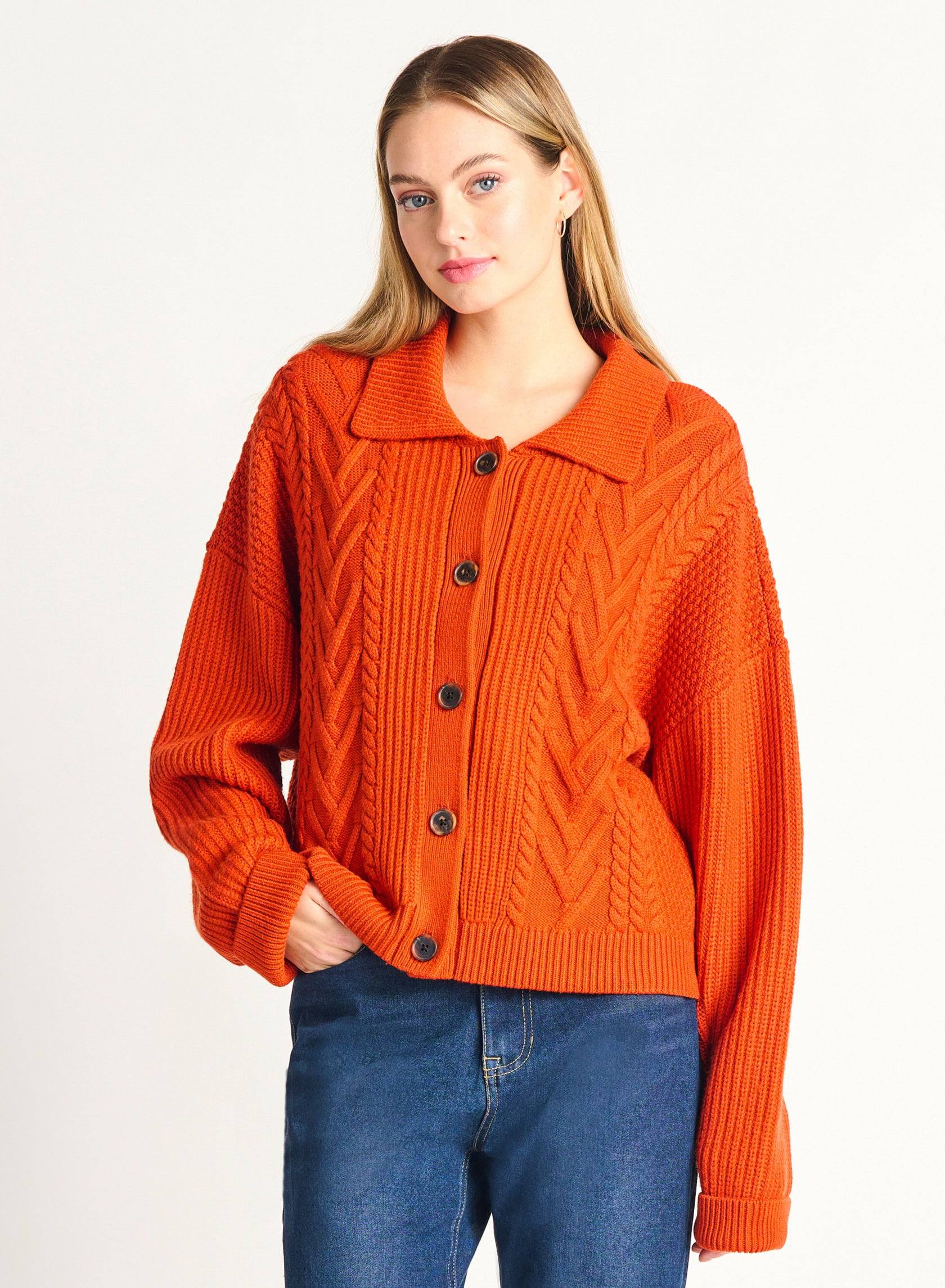 Chunky Cable Knit Cardigan - Out of the Blue